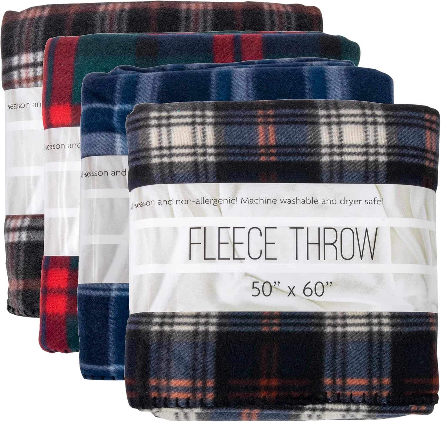 24 Pack Bulk Plaid Sherpa Fleece Throw Blankets 50 x 60 for