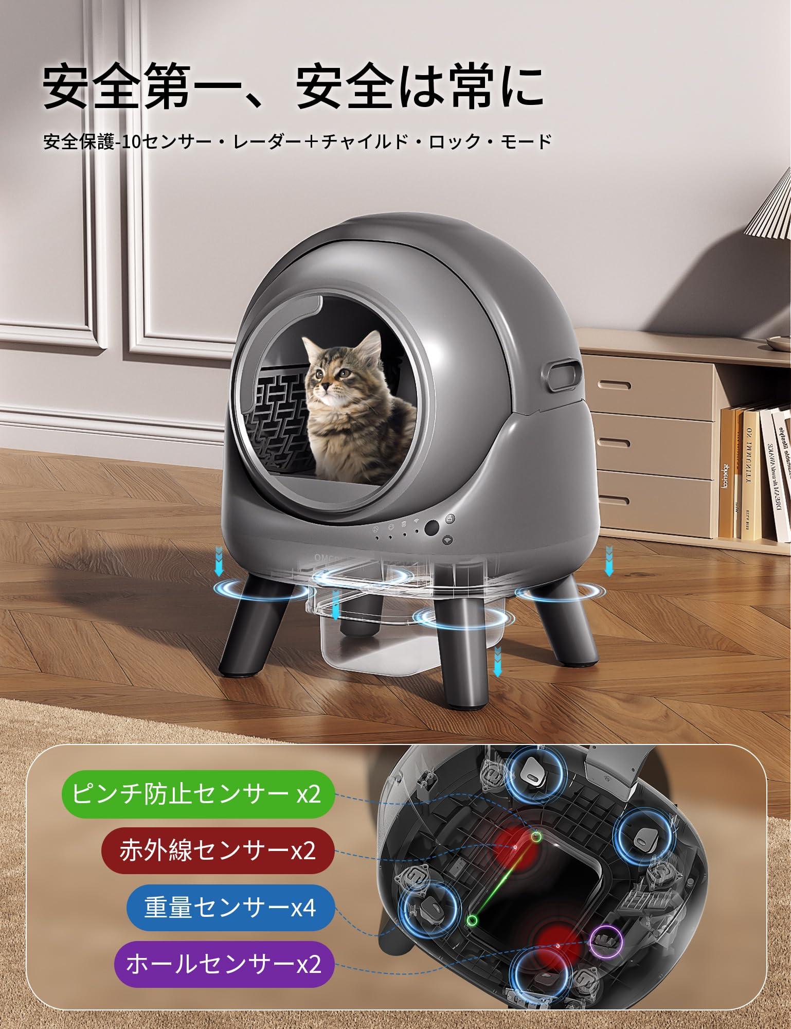 Amazon | 猫 トイレ 自動 OMC M2 猫自動トイレ10つのセンー 猫トイレ