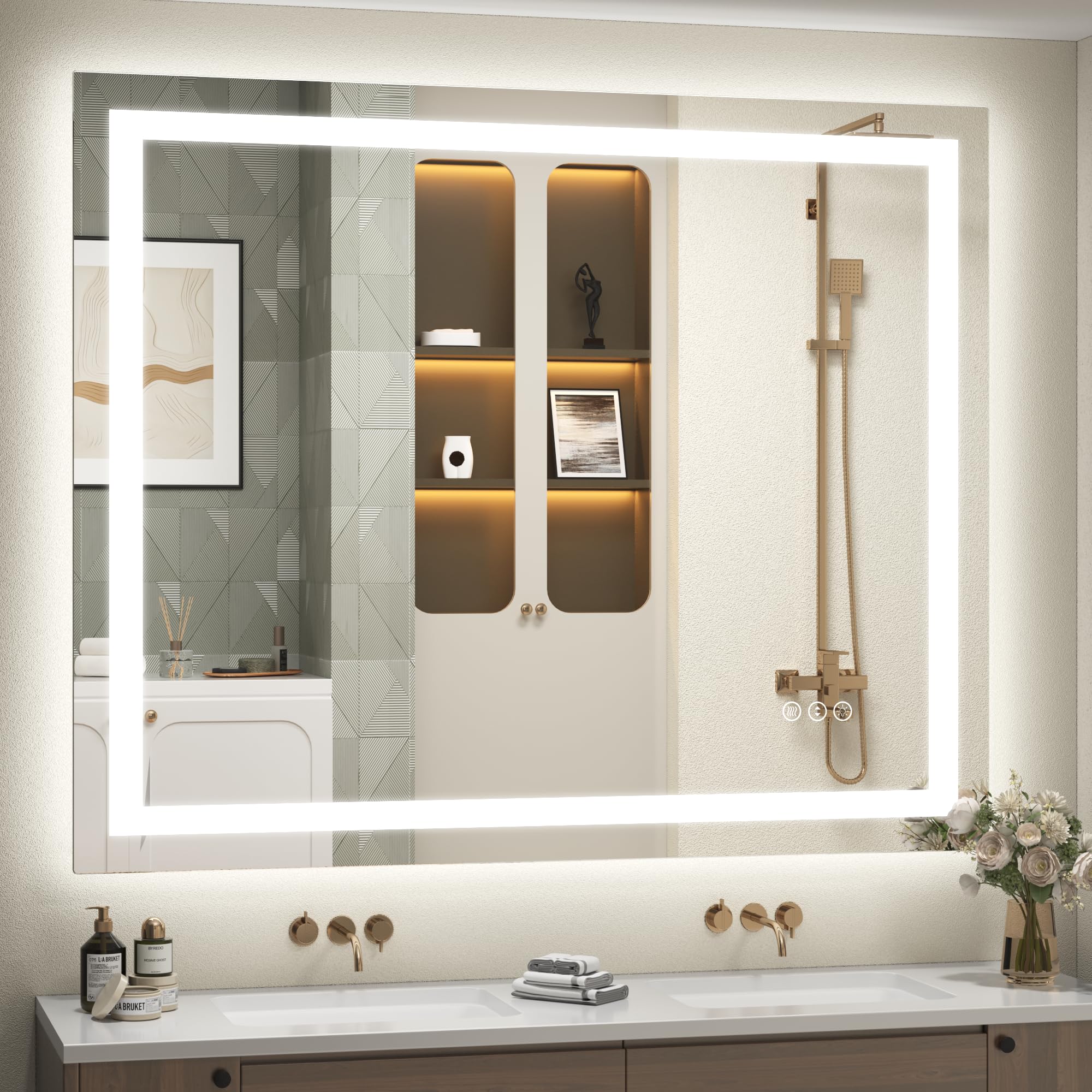 44x36 LED Lighted Bathroom Mirror for Vanity Wall