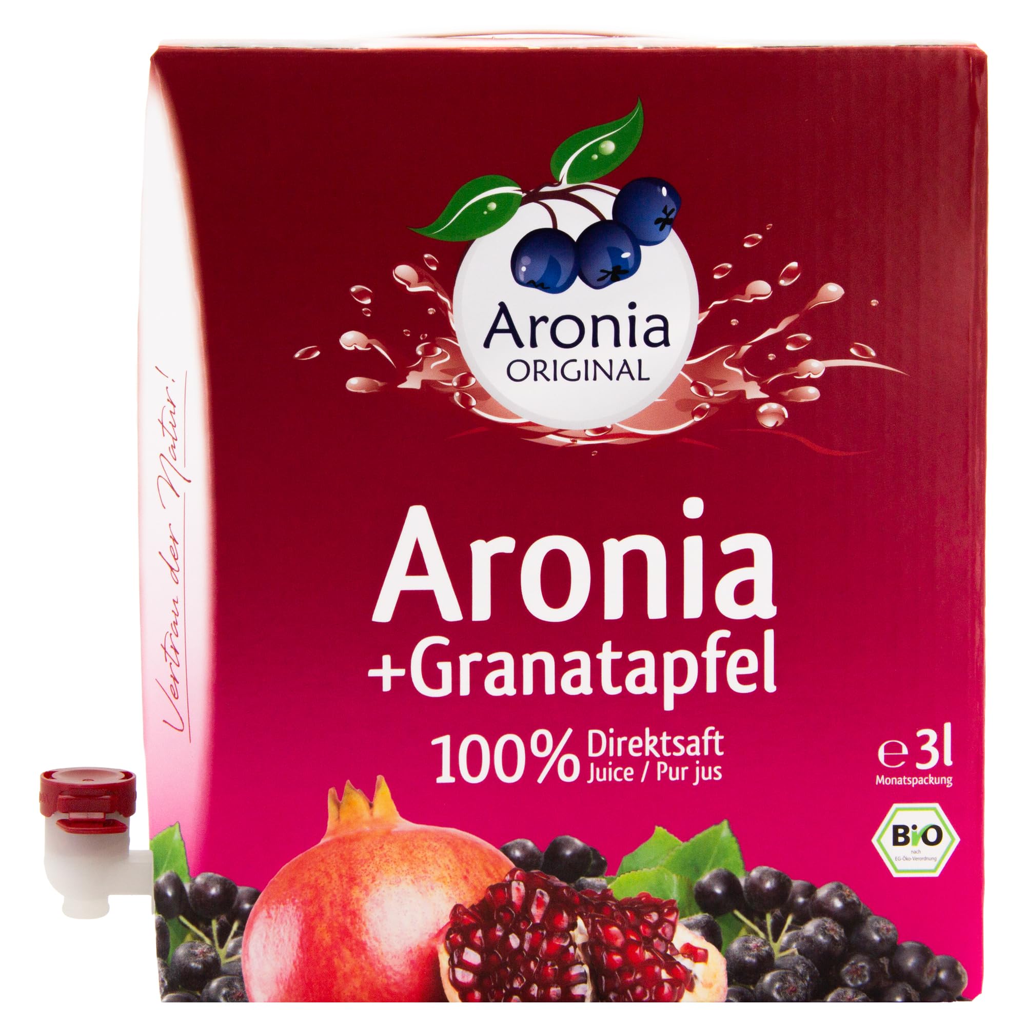 Aronia ORIGINAL Bio Aronia + Granatapfel Muttersaft | 3 Liter Direktsaft | Vegan, ohne Konservierungsstoffe, ohne Zuckerzusatz (lt. Gesetz) (Packung mit 2)