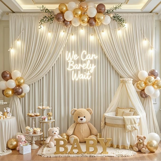 Cortina de Fondo Beige 10x15ft para Fiestas Bodas Fotografía miniatura 8