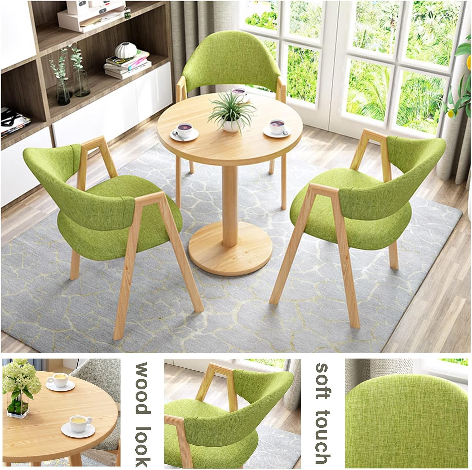 Conference Table and Chair Set HORV Office Furniture Small Space Meeting Room Round Coffee Desk Boardroom Negotiation Breakroom Lounge Chairs Metal Frame