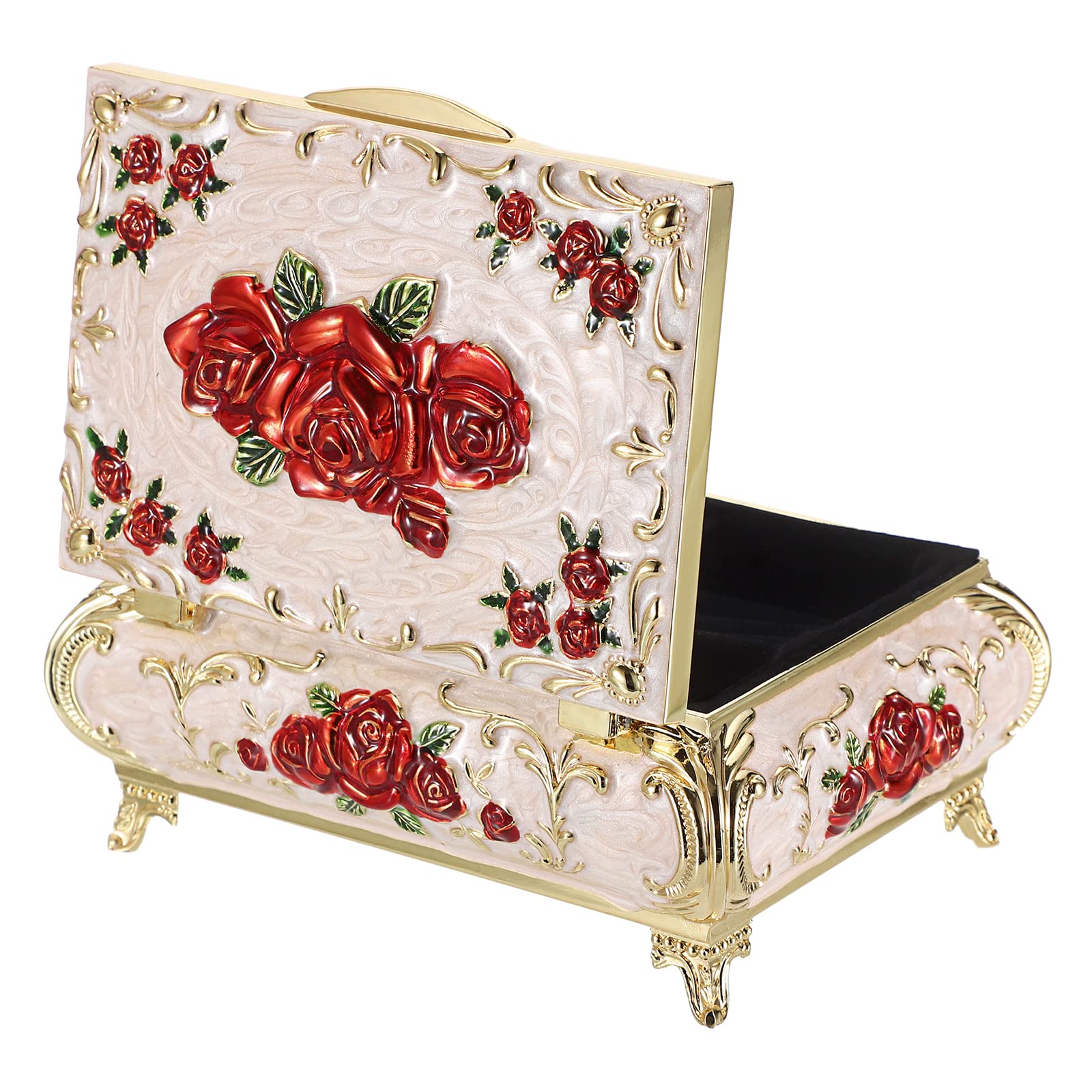 Hipiwe Metalowe ozdobne pudełko na biżuterię vintage skrzynia skarbów etui ozdobny organizer na drobiazgi kolczyki naszyjnik bransoletka pudełko do przechowywania pierścień uchwyt pudełko na pamiątki