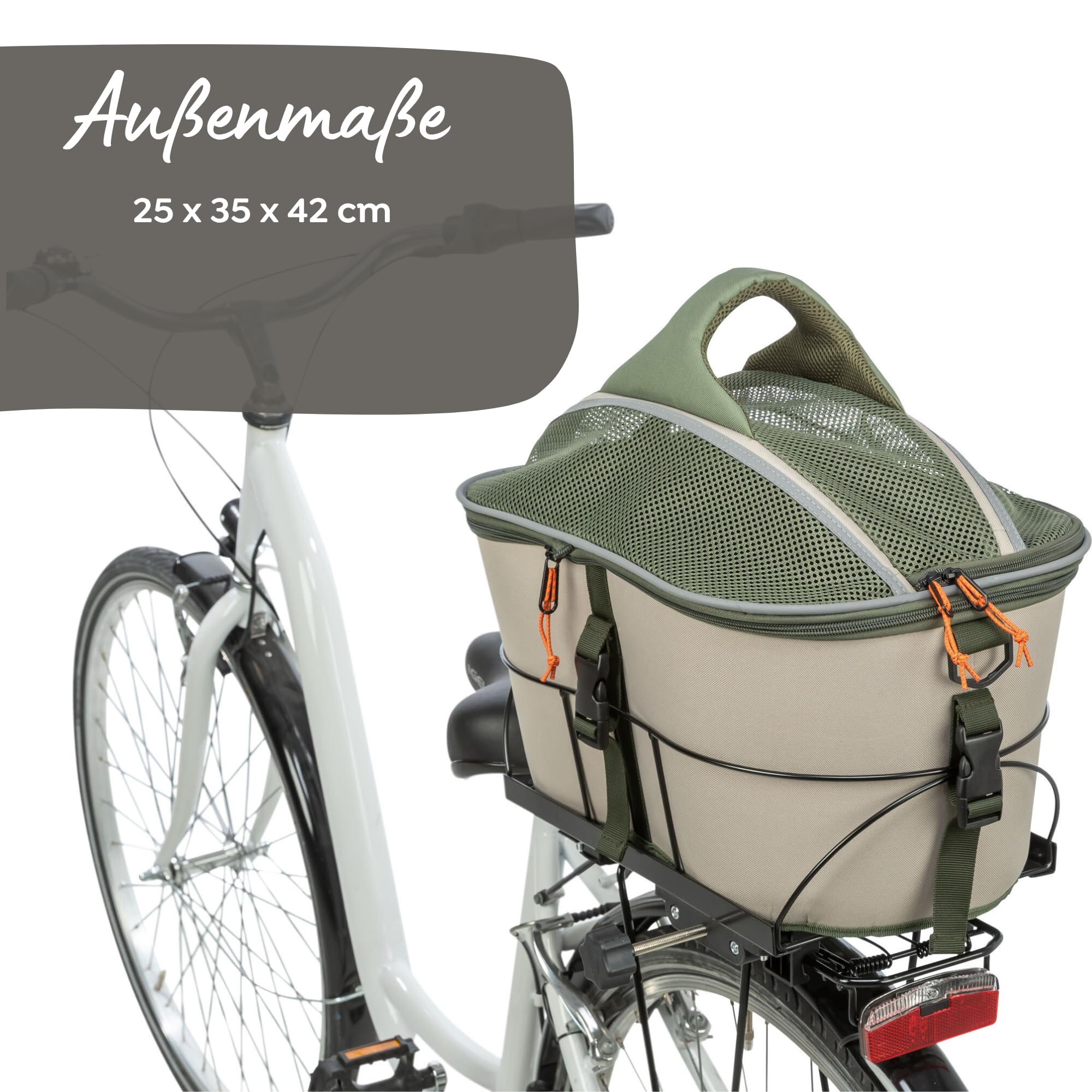 TRIXIE Fahrradkorb - olivgrün/beige