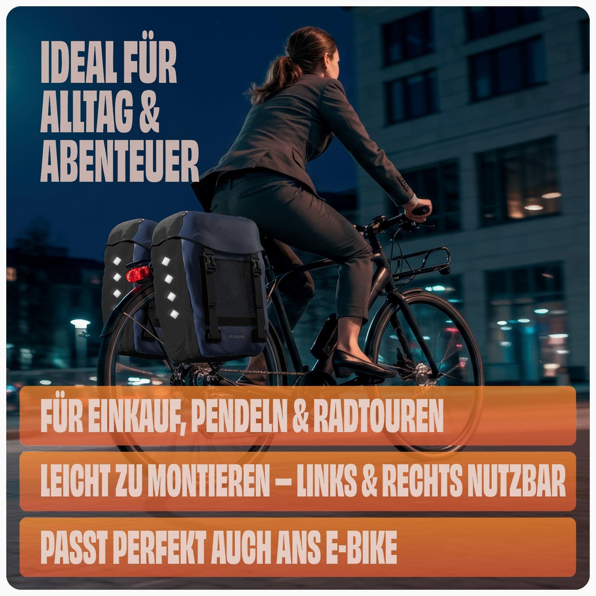 Red Loon 2 x torba rowerowa eBike z tyłu – torba rowerowa na bagażnik rowerowy wodoszczelna – torba rowerowa – torba rowerowa na bagażnik rowerowy – bagażnik, plandeka na samochód ciężarowy Pro Plus, ciemnoniebieska