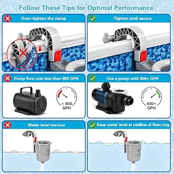 Above Ground Pool Skimmer with 5 Skimmer Socks, Wall Mount Surface Skimmer with Hose & Basket, Compatible with Intex Pools, Adjustable Floating Filter, Automatically Removes Leaves & Debris