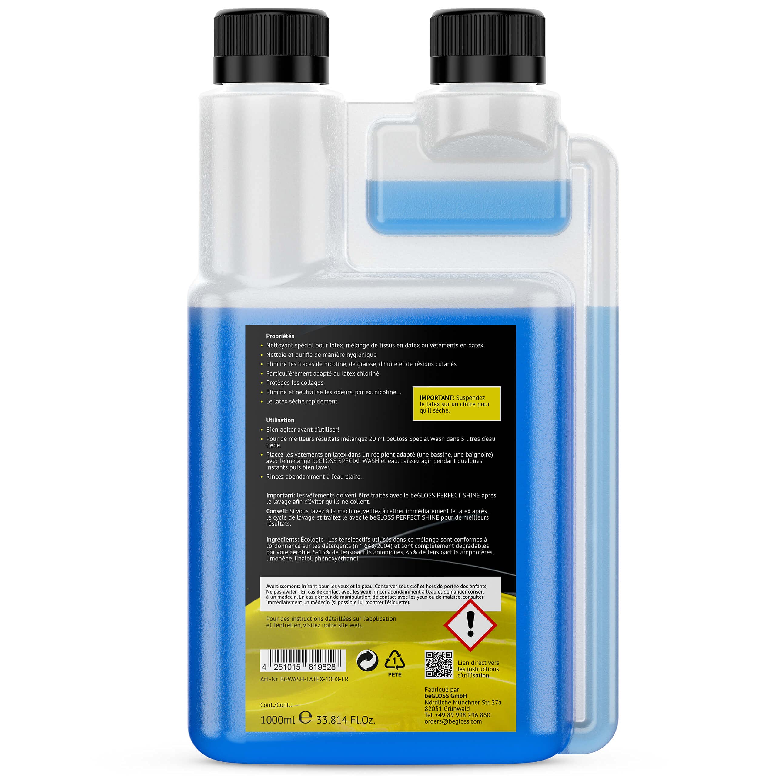 beGLOSS Special Wash LATEX 1000 - Nettoie et purifie de façon hygiénique