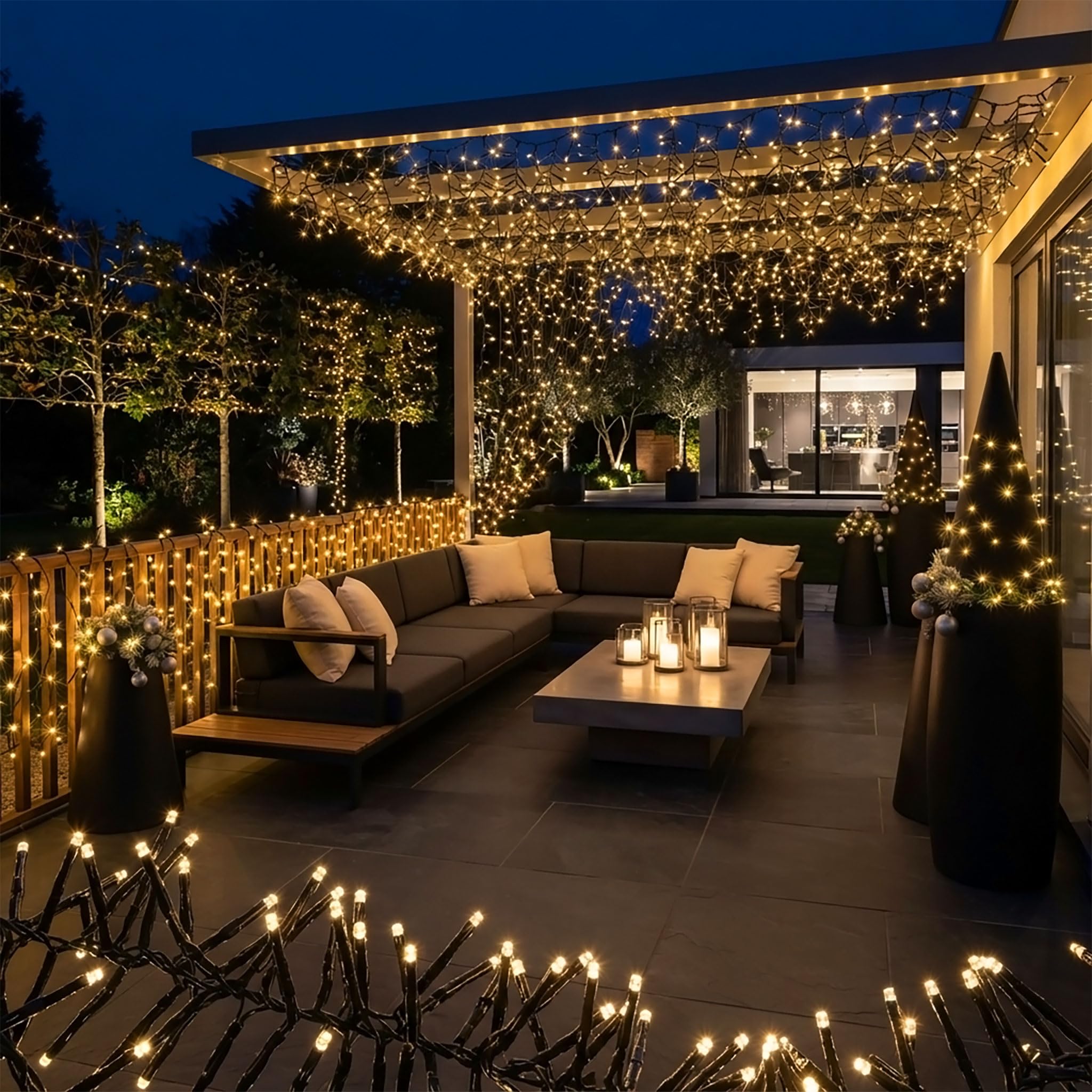 Spetebo Łańcuch świetlny LED na choinkę, ciepła biel, długość 11 m, 1512 diod LED, łańcuch świetlny z chipem pamięci i 8 funkcjami, do użytku wewnątrz i na zewnątrz