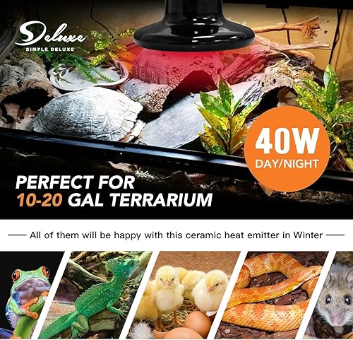 Miniatura 5 de Simple Deluxe Bombilla de lámpara de calor para reptiles, emisor de calor de cerámica, 40 W60 W100 W, 150 W250 W, calentador de cocina sin emisión