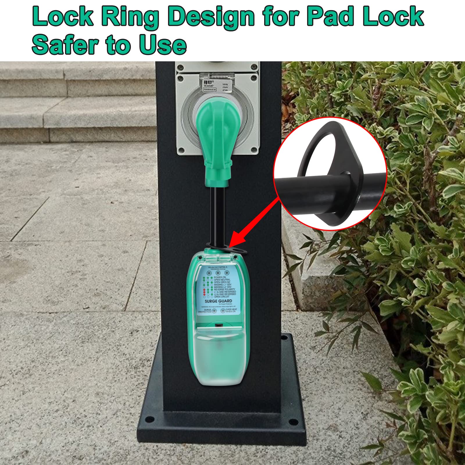 50 Amp RV Surge Protector, 4200 Joules Power Surge Guard Protection with Waterproof Cover RV Circuit Analyzer & LED Indicator RV Adapter 50 Amp Surge Protector for RV Trailer, Camper