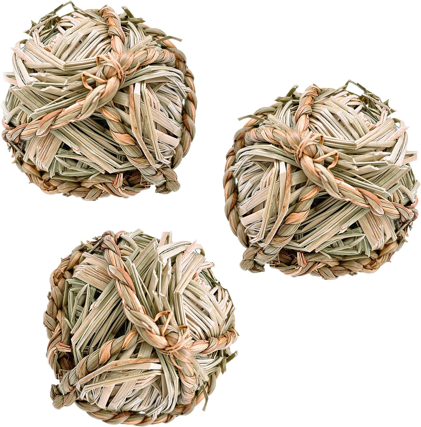 SunGrowNatural Seagrass Ball - Perfect & Safe Chewable Teething Toy for Rabbits, Cats, Hamsters, Gerbils & Birds : Healthy for Your Pet's Gums & Teeth