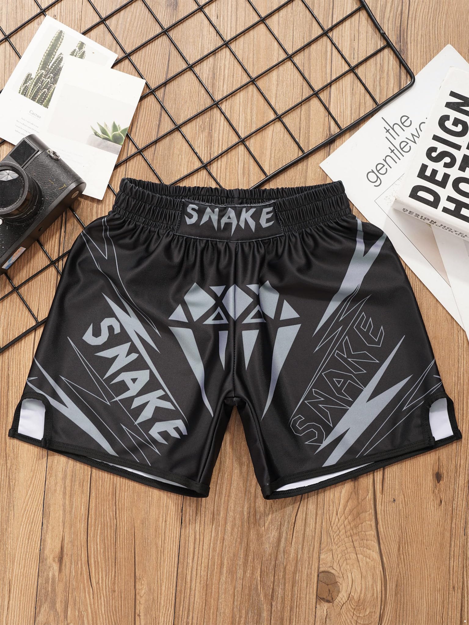 Runhomal - Pantalones cortos de boxeo para niño, MMA Kic-Boxing Fitness Training Fight cortos de deporte kick boxeo, entrenamiento Grappling Muay Thai Combat 3-16 años