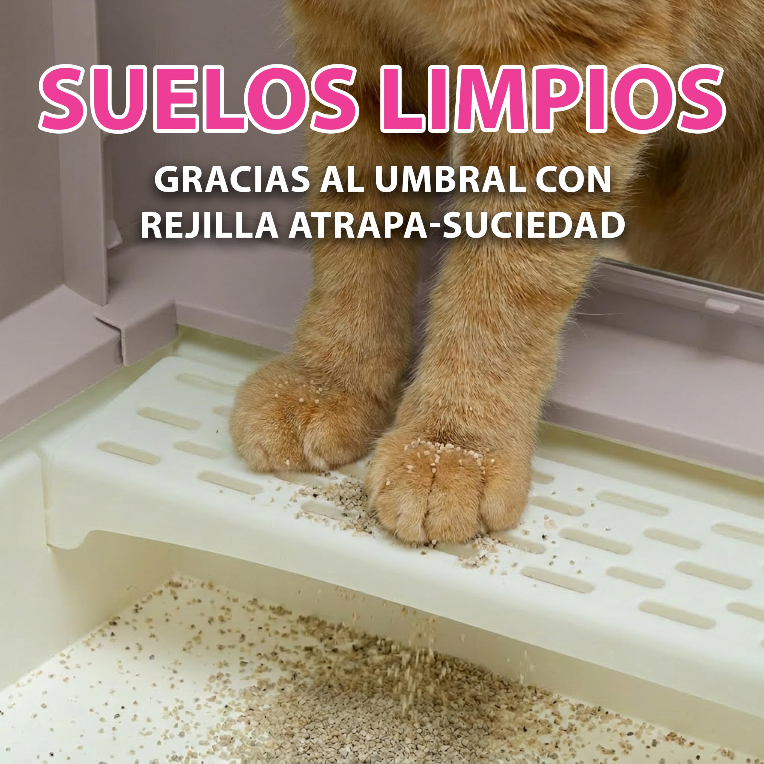 Ferplast arenero Cerrado, Control olores, Menos Suciedad, fácil, Rosa | 2 filtros de carbón activo antiolores, rejilla recoge arena, pala y cepillo incluidos