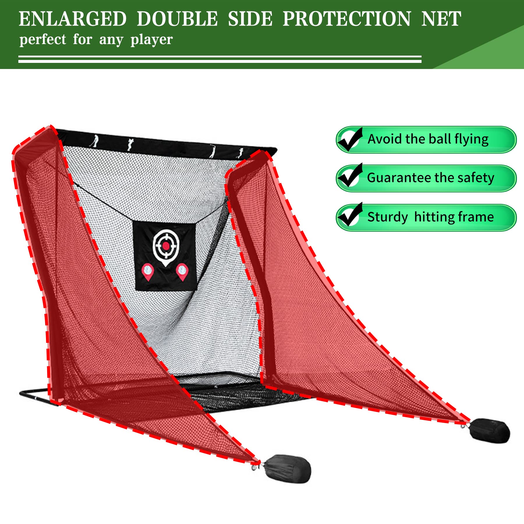 Tongmo Golf Practice Net with Return, 8ft x 8ft Golf Driving Range for Indoor and Outdoor Use, with Enlarged Side Protection Net, Great for Beginner and Intermediate Golfers