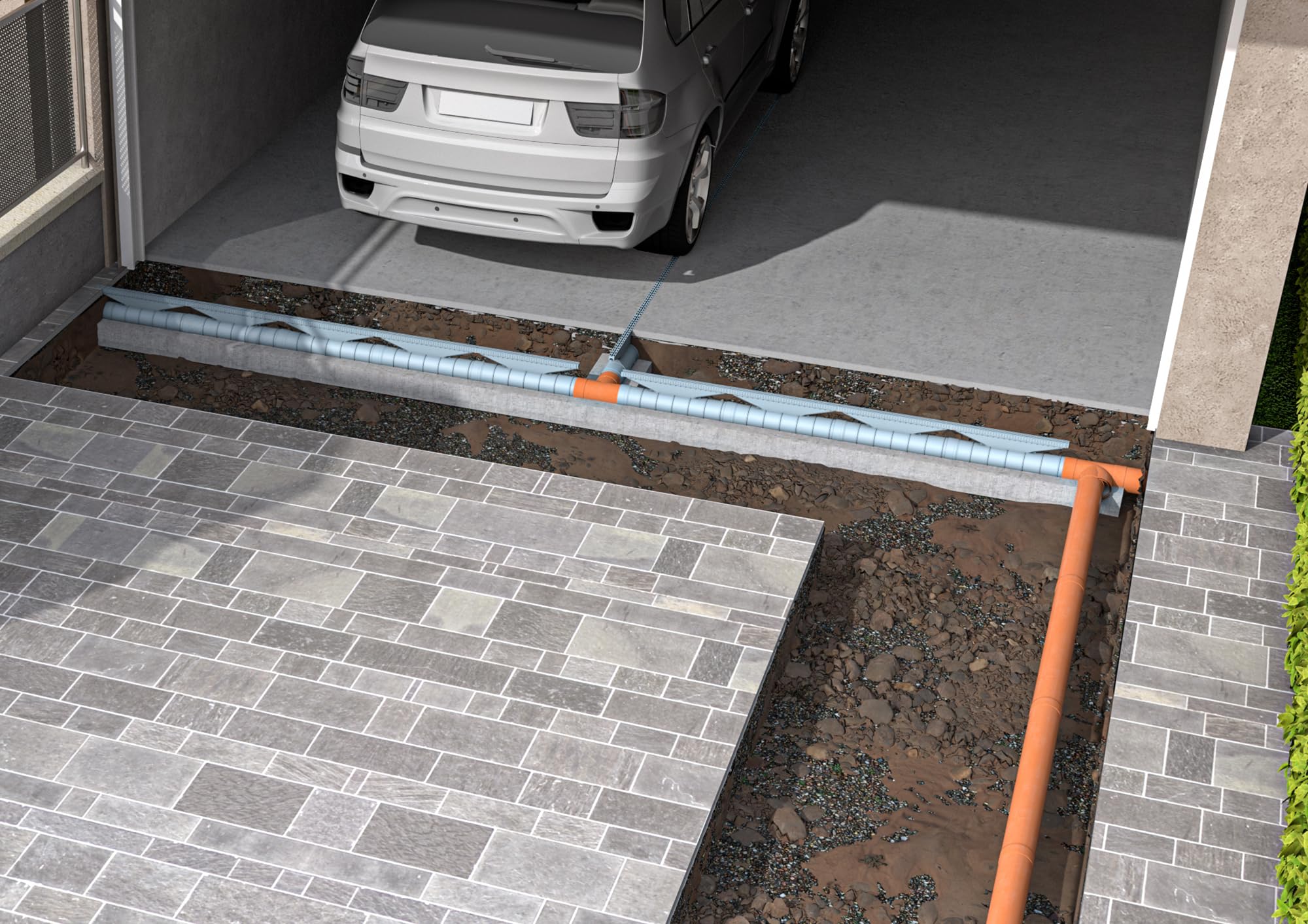 Jardibric - Kit de Caniveaux de Drainage Classe C250-3 m Linéaires (6 Modules) - Ø 110 x 100 mm - Conforme NF en 1433