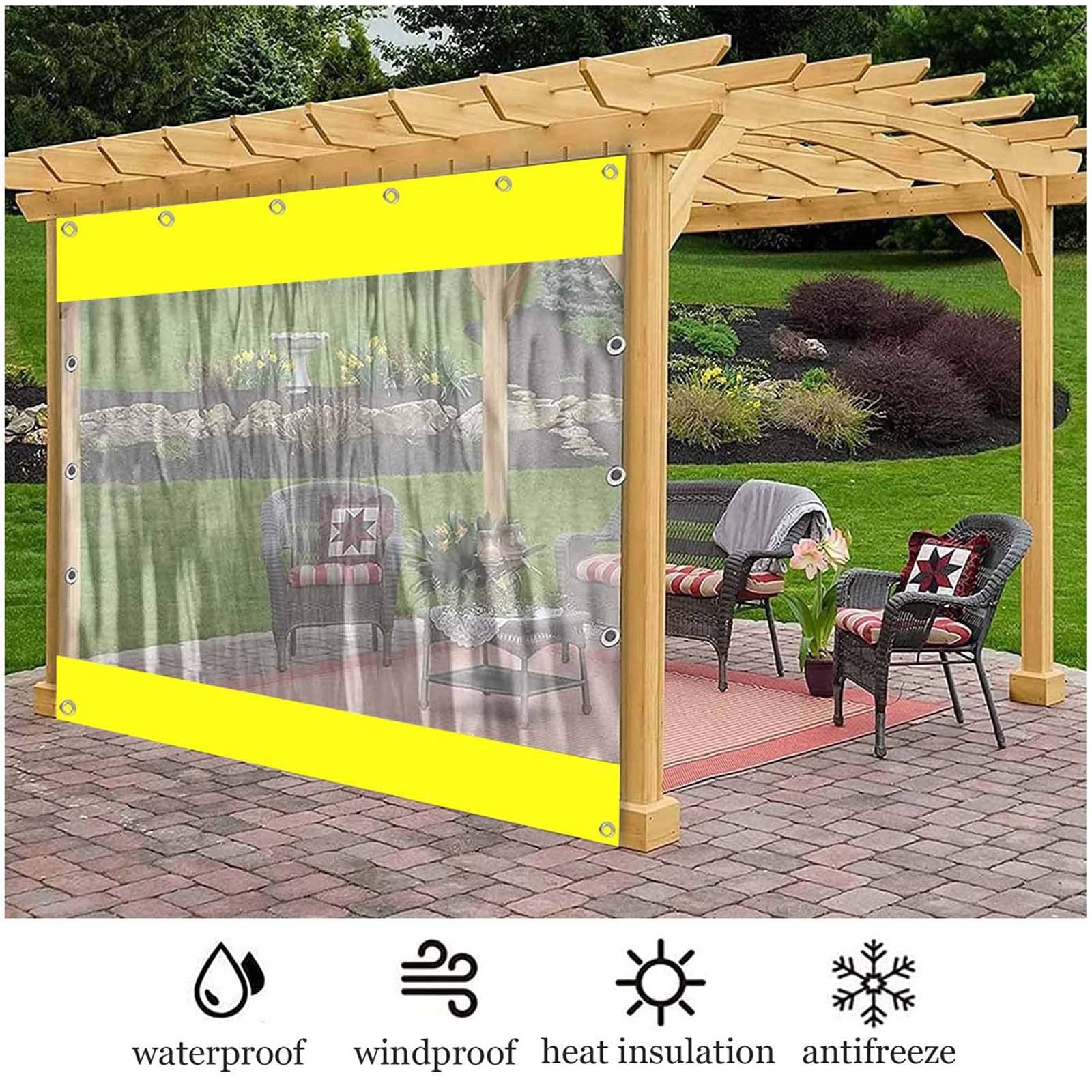 Tenda laterale antivento in PVC trasparente per pergola, patio e balcone, impermeabile, 2,5 x 2,5 m, 3,8 x 2 m