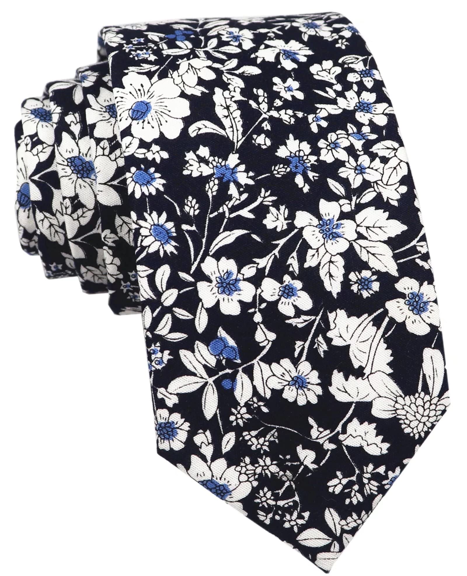 Elfeves Men's Skinny Solid Color Tie Causal Cotton Linen Narrow Slim cut Necktie