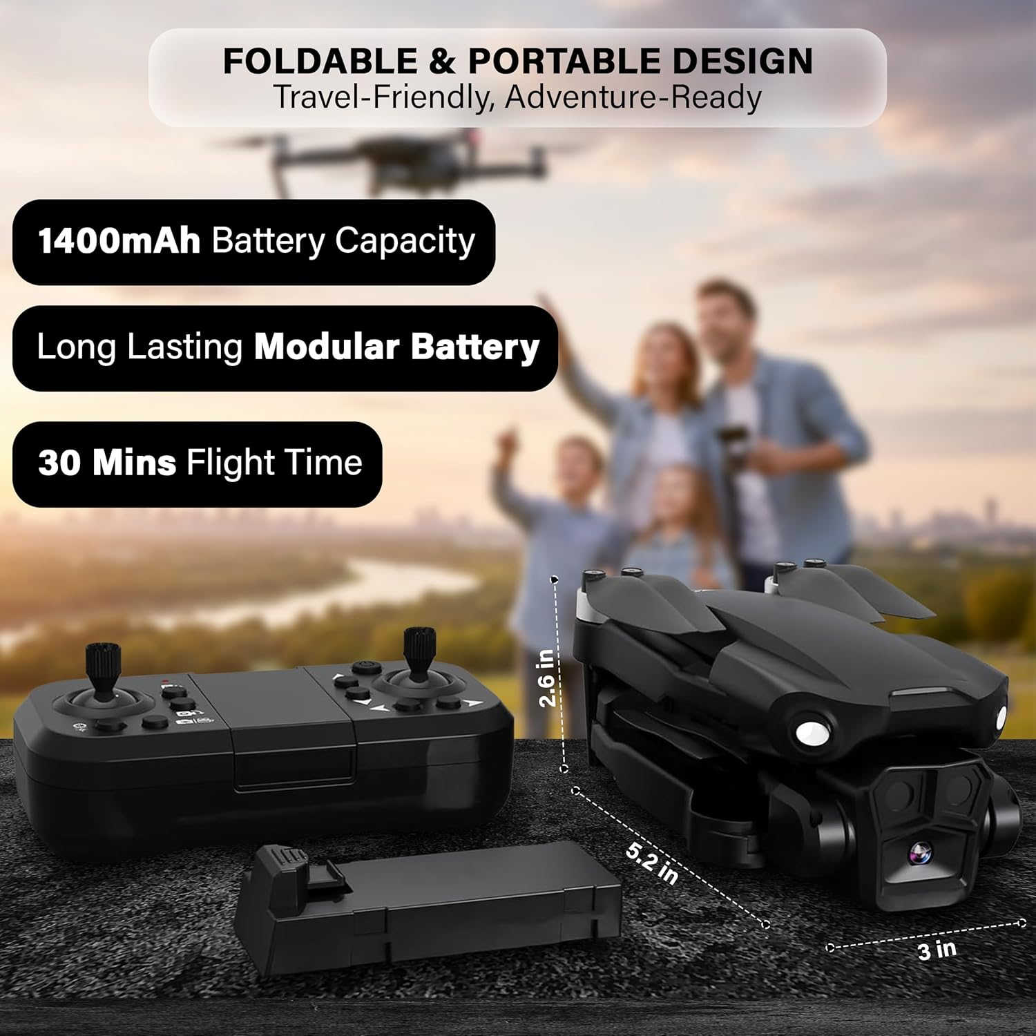 Drones with Camera for Adults 1080p Beginners Altitude Hold, One-Key Takeoff/Landing, 3 Speed Modes, Headless Mode,Foldable & Portable, Best Gifts for Beginners, Ages 14 and Up
