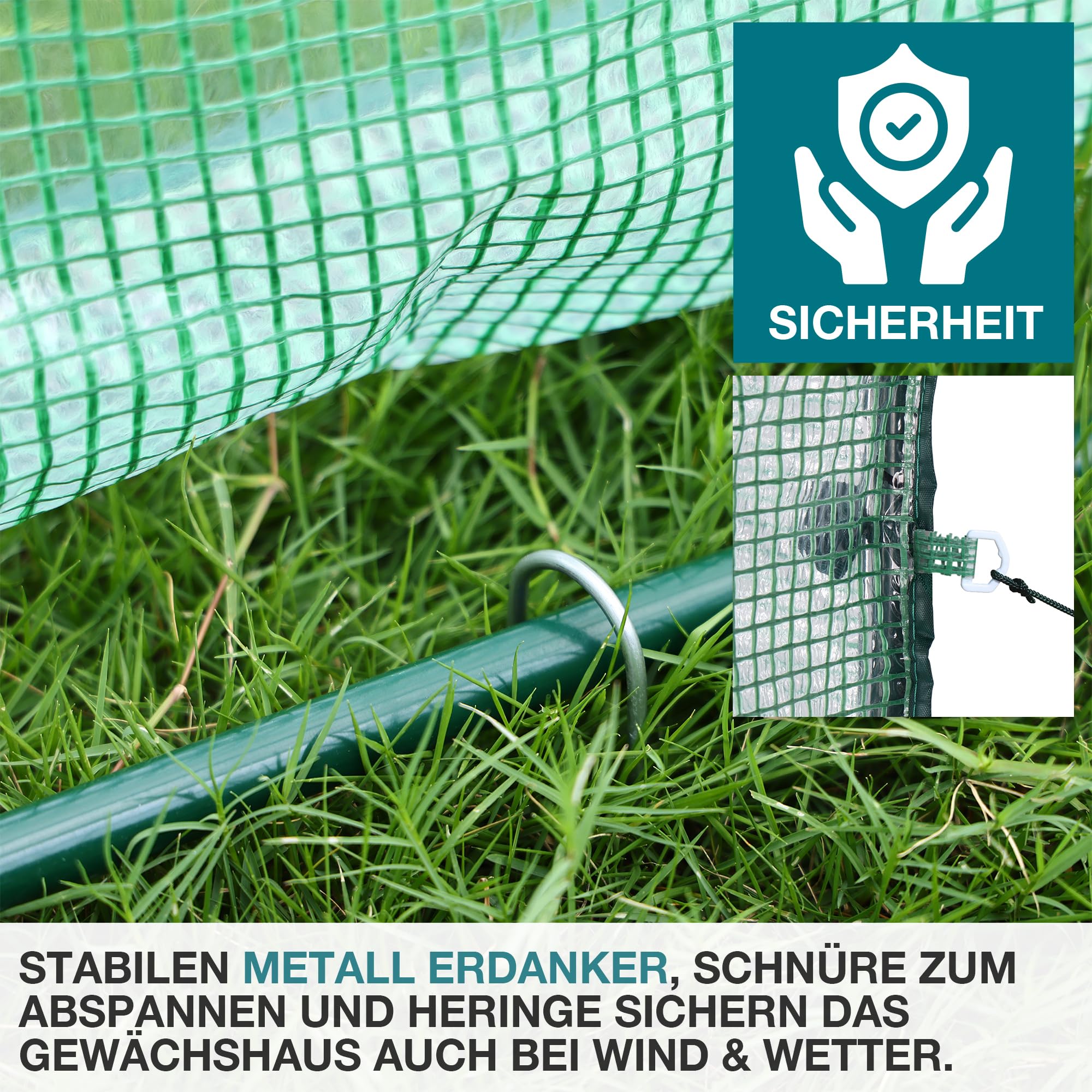 TOM Foliengewächshaus 1,6 m² – Folientunnel 140 g/m², Grün