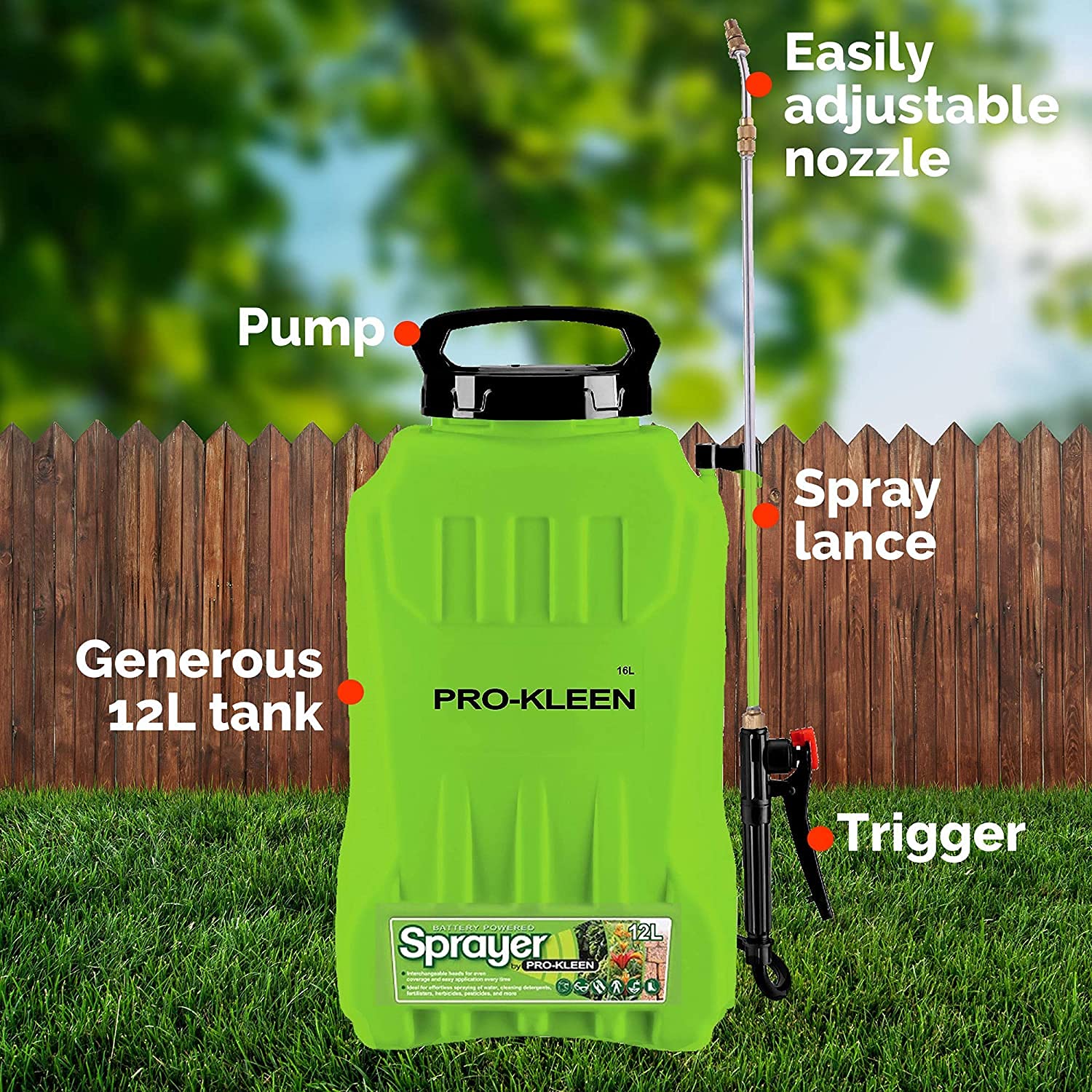 ProKleen Garden Pressure Sprayer Liion Battery Powered Backpack