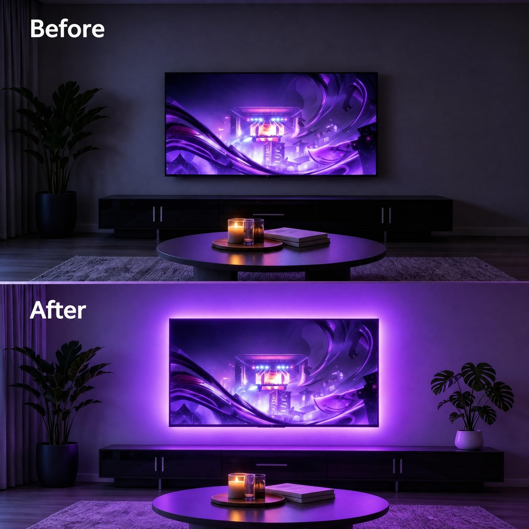 Luci a LED per TV, retroilluminazione RGB TV, luci LED da 5 m per TV da 45 a 75 pollici, sincronizzazione musica Bluetooth APP e telecomando USB alimentate striscia luci per camera da letto
