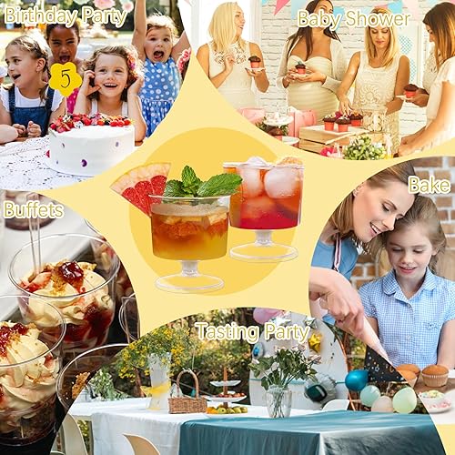 Miniatura 7 de Loccmat Mini vasos de postre de 2 onzas, paquete de 80 copas de vino de plástico transparente de 2 onzas, vasos de chupito de postre desechables,