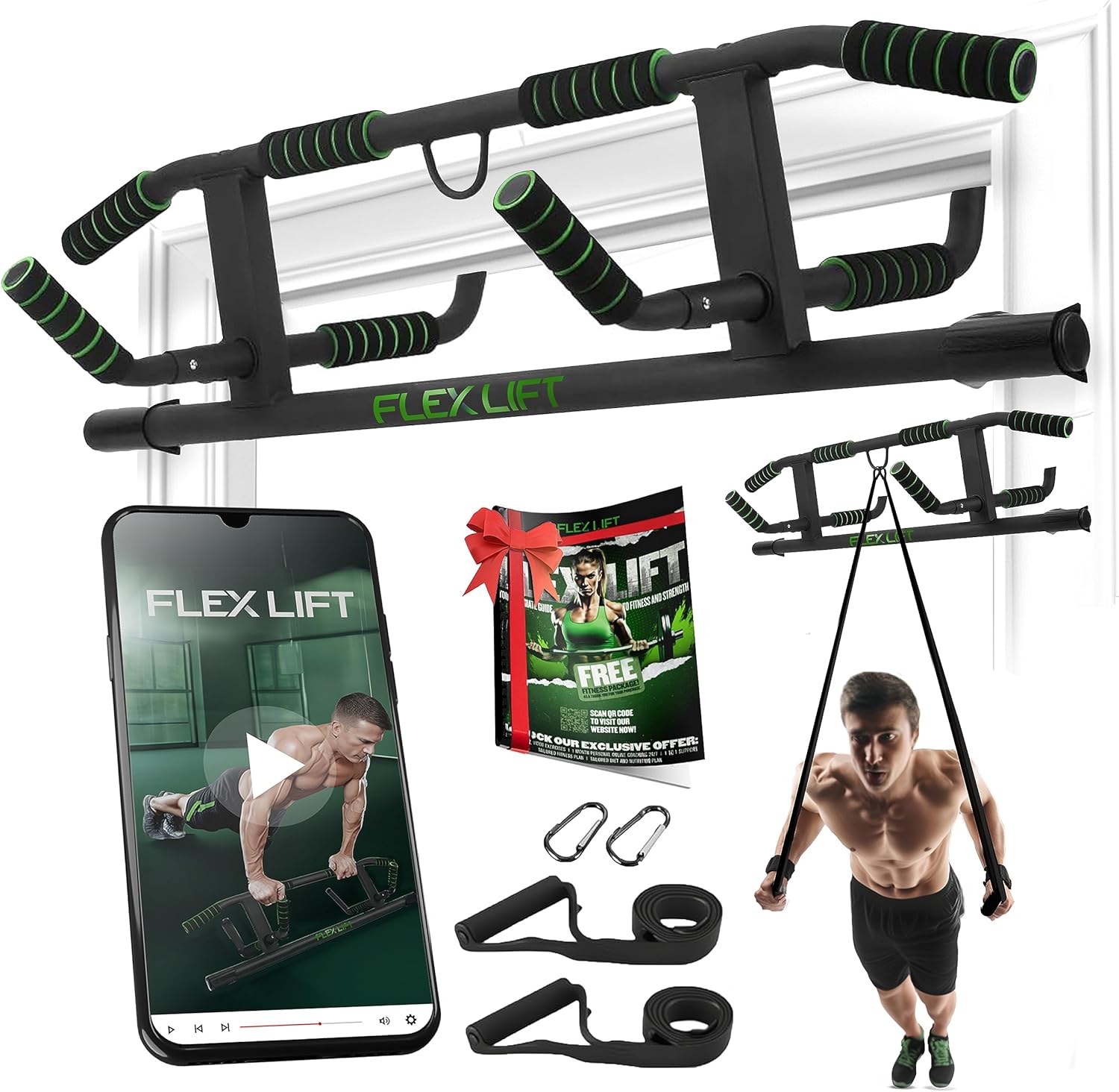 FLEX LIFT MultiGrip Door Frame Pull Up Bar and Chin Up Bar Doorway
