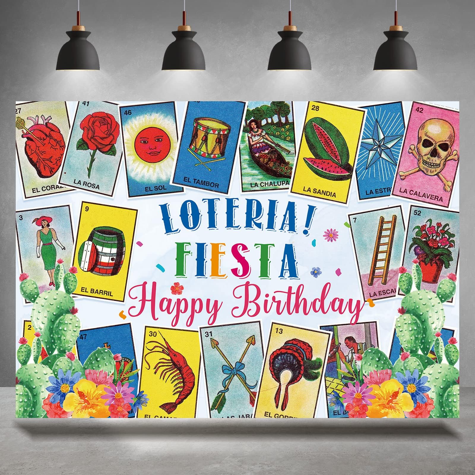 RsuuinuRsuuinu Loteria Card Backdrop Mexican Fiesta Party Birthday Theme Mexico Loteria Cards Photography Background Fiesta Birthday Party Decorations Banner Newborn Adult Portrait Photo Booth Props 7x5ft