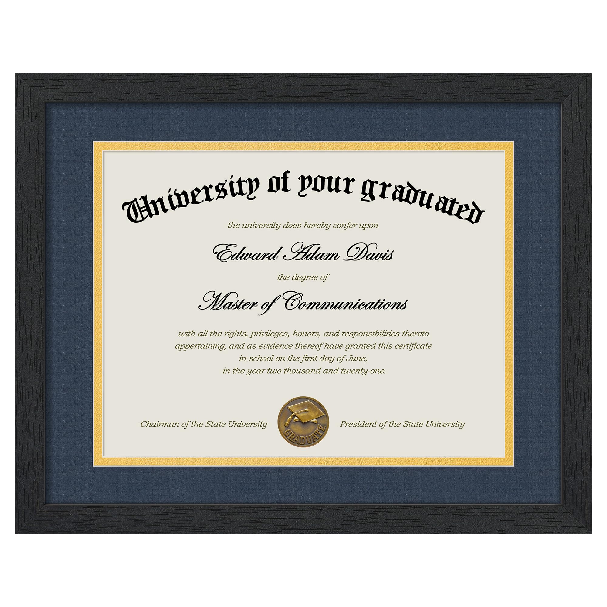 upsimples Diploma Frame with HD Glass, 11x14 Black, 1 Pack