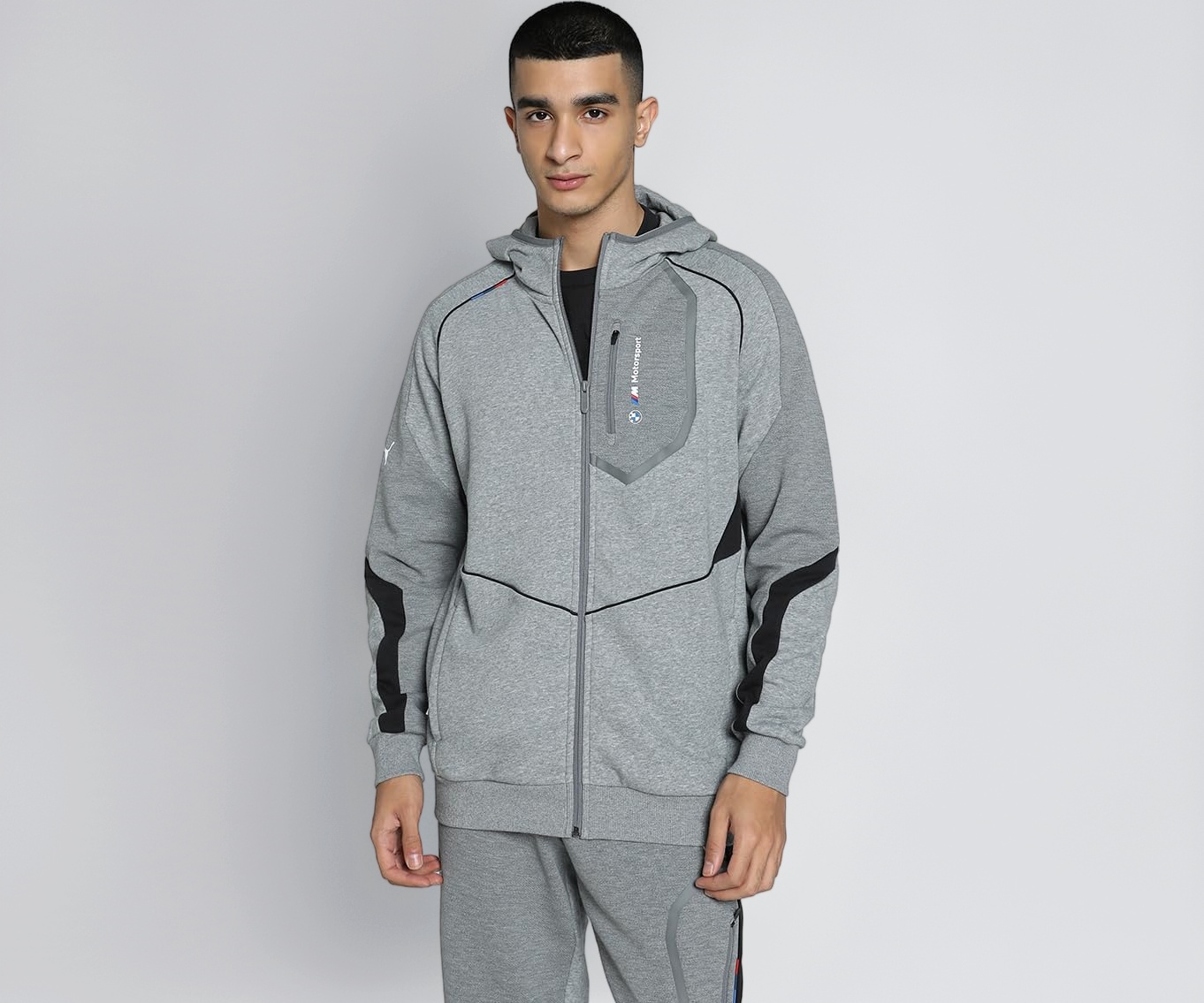 PUMA 推定00s イタリアブルゾン M グレー Buy PUMA Mens BMW MMS HOODED SWEAT JACKET,Medium Gray Heather, S