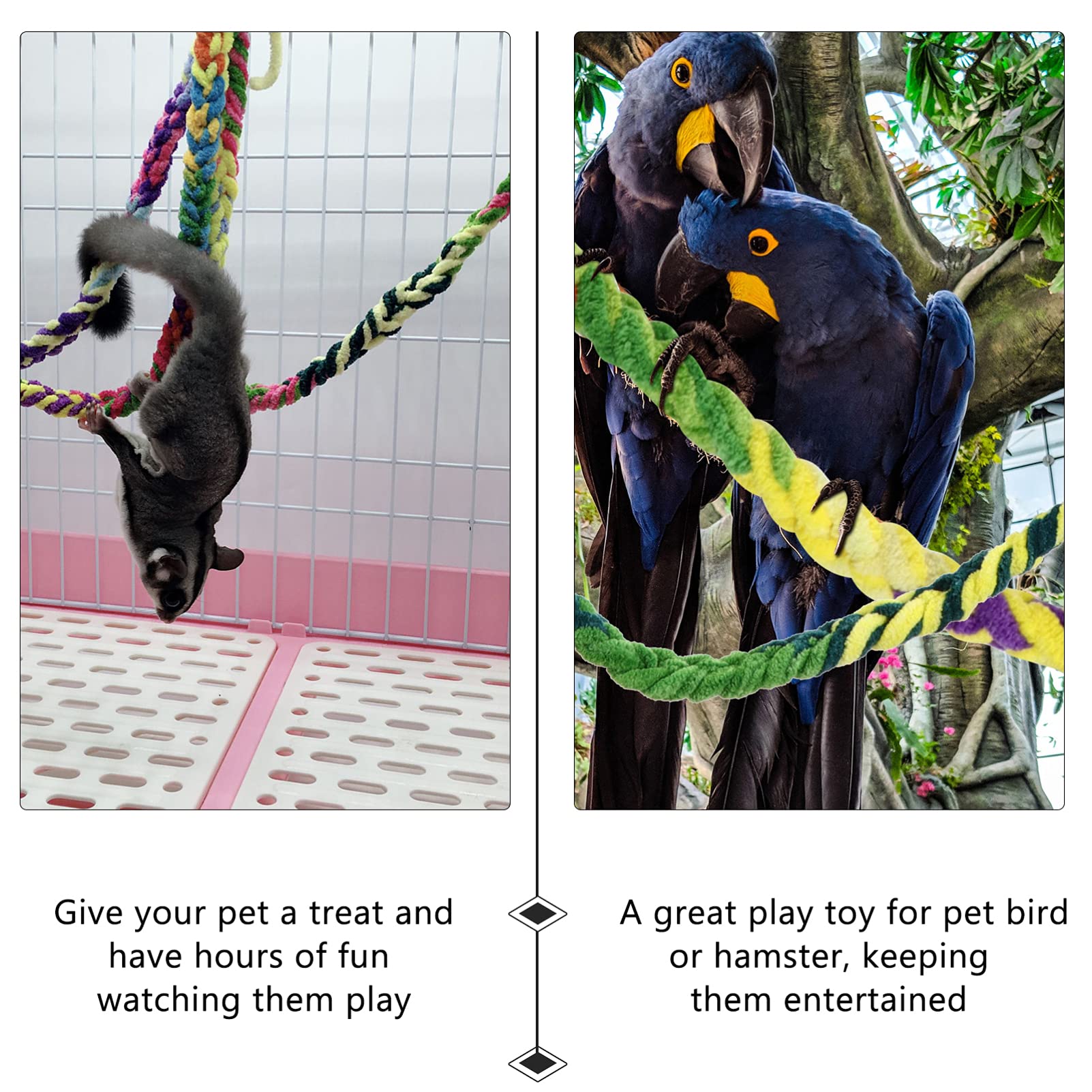 POPETPOP 6pcs Bird Rope Perches Hamster Climbing Rope Bungee Bird Toys Rope Perch Stand Cage Rope Comfy Perch Parrot Toys for Parrot Parakeets Cockatiels Conures Random Color - Image 4