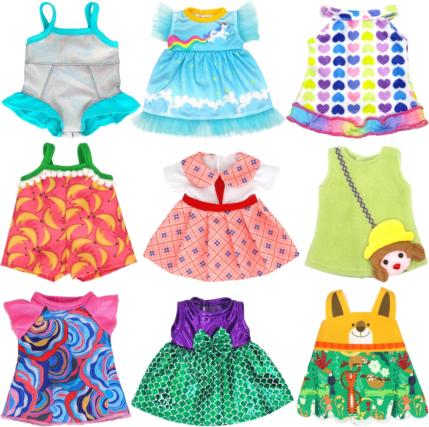 UNICORN ELEMENT 9 Sets Alive Baby Doll Clothes for 10-12 Inch Girl Dolls,12 Inch Baby Doll Clothing Dress Outfits Accessories Set,Best Gift for Kids