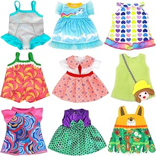 9 Sets Alive Doll Outfit Set for 10-12 Inch Girl Dolls | 9 Sets Variety Dress-up Kit; Soft Stretch Fabric, Multiple Matching Outfit Combinations; Fits 10-12 Inch Dolls; Age 3+