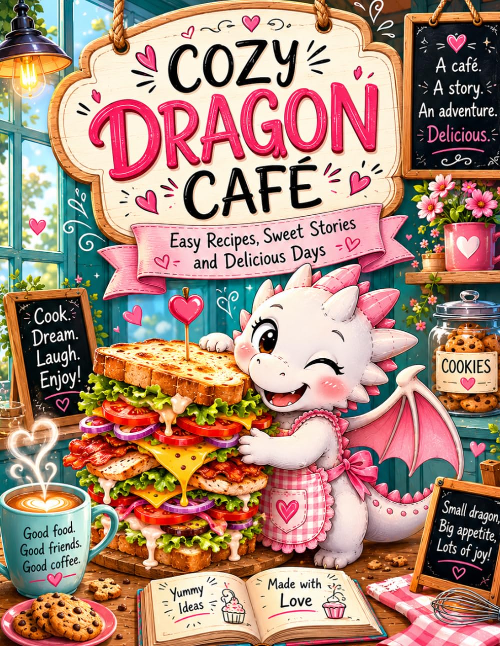 Cozy Dragon Café: A Magical Coloring Adventure