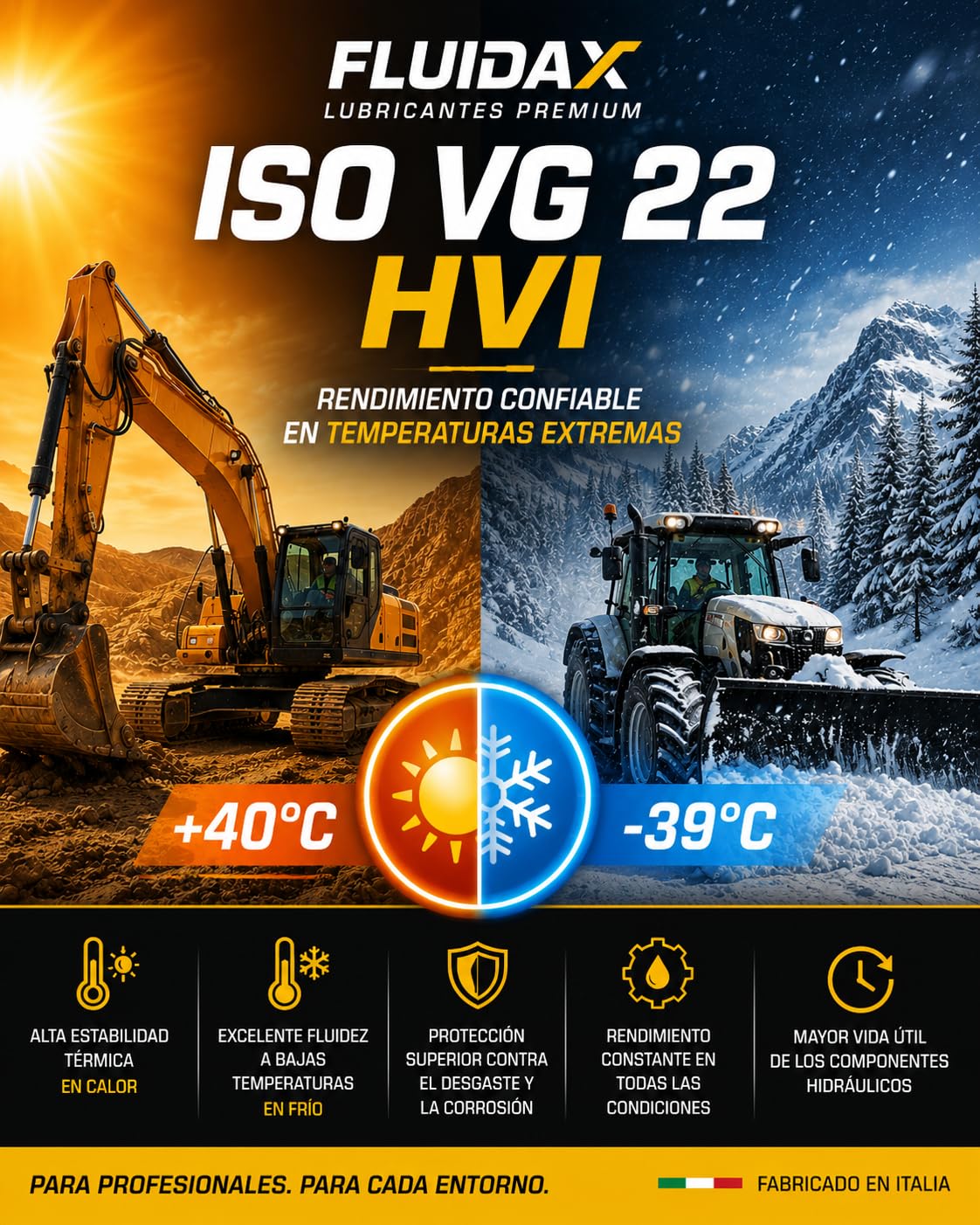 Aceite Hidráulico ISO VG 22 HVI 5L – Alto Índice de Viscosidad – Protección Antidesgaste y Anticorrosión – Para Sistemas Hidráulicos, Maquinaria Agrícola e Industrial
