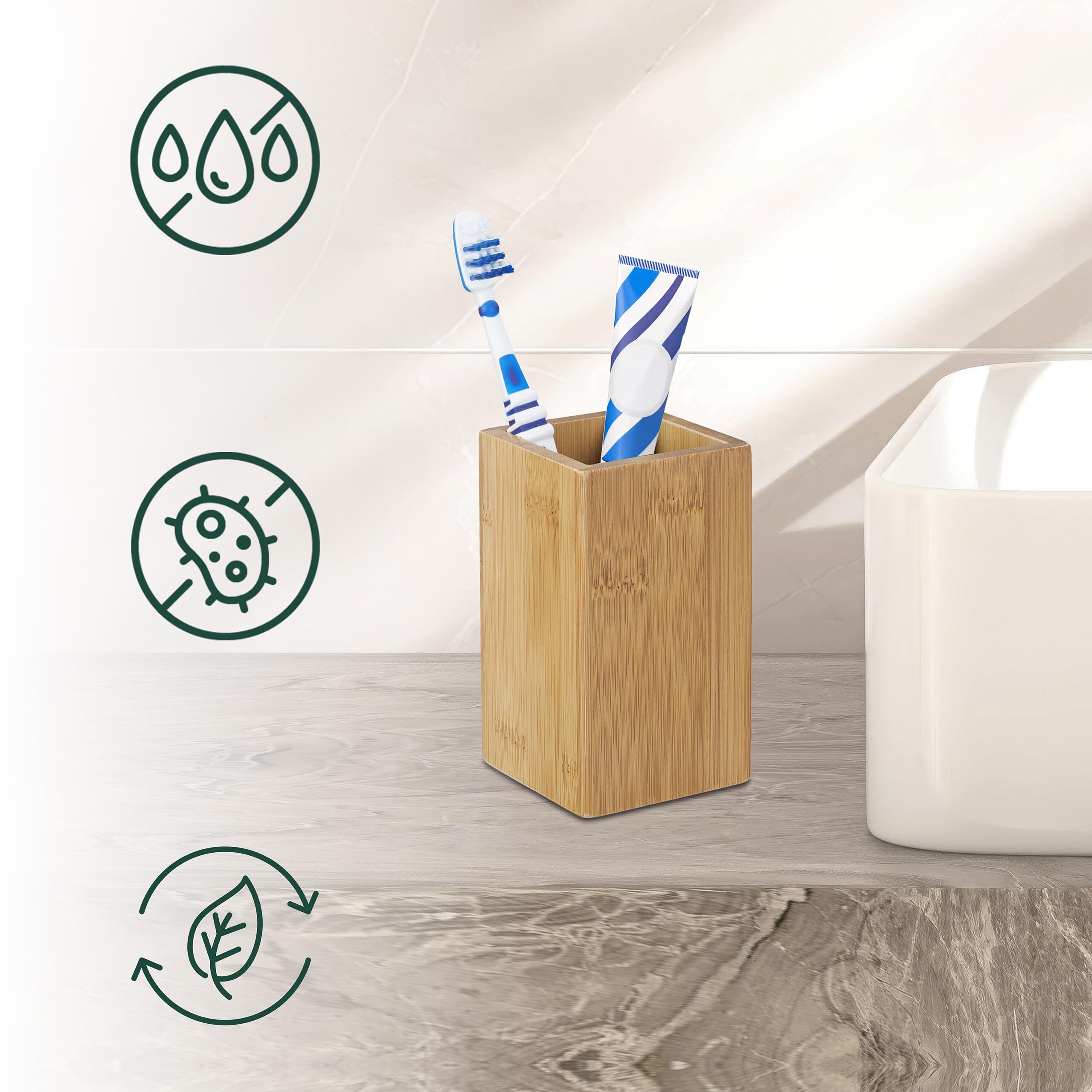 Relaxdays Bathroom Set Toilet Butler Made Of Bamboo And Stainless Steel Toilet Roll Holder And - View #7