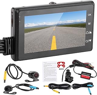 Brilluxa Motorcycle DVR, Front Rear Camera Recorder 1080P Waterproof Motor Riding Cam, Dual Lens Dash Cam System, Motorcyc...