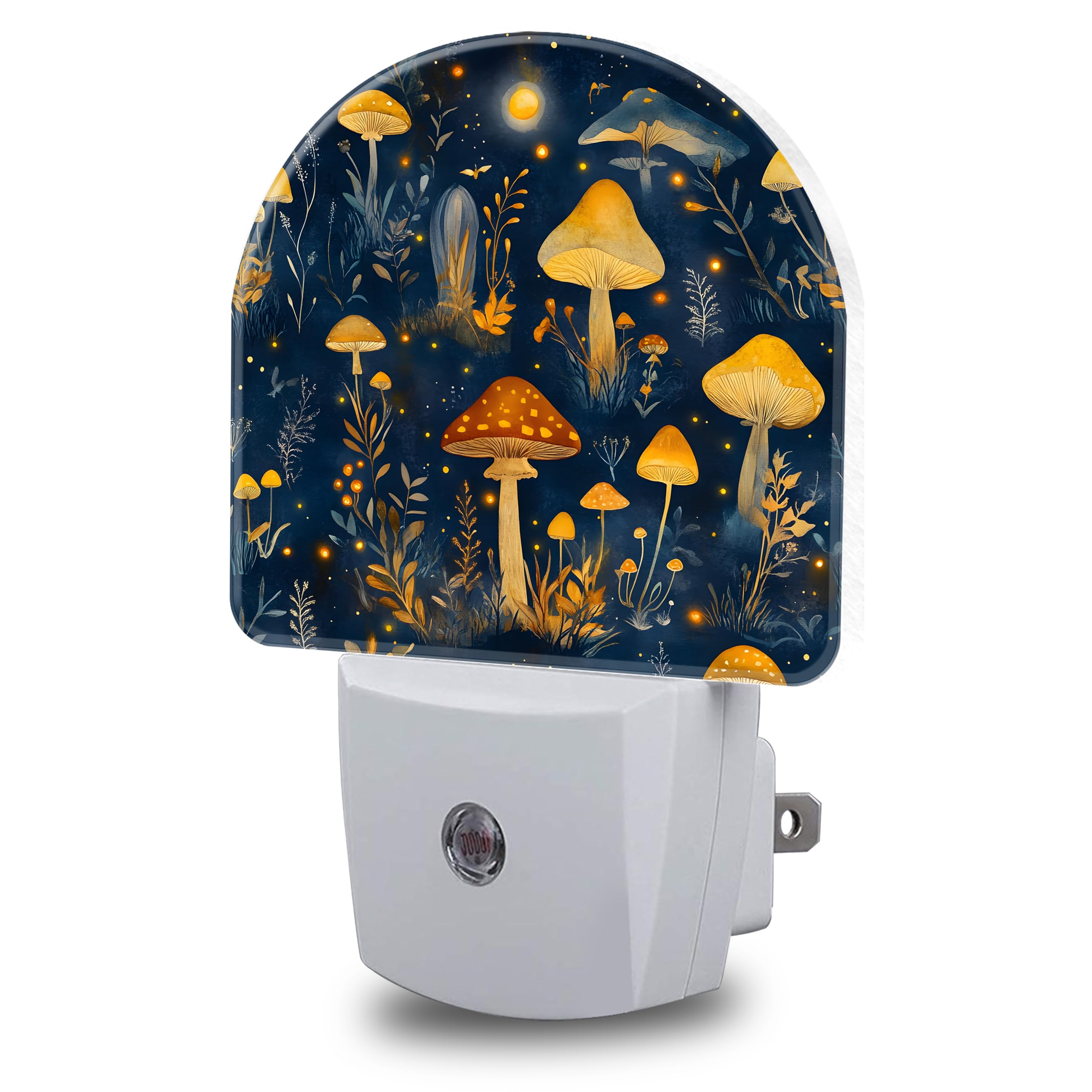 FOISIIAEA Night Lights Plug into Wall Mystical Mushroom Forest Night Light Dusk to Dawn Smart Sensor Decorative Round Led Lamp for Bedroom Kitchen