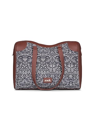 ZOUK Conference Office Bag | Padded Laptop Compartment up to 14 inch | Stylish Tote Bags for Women | Big Size Handbag for Office & Travel Use | Water-Resistant | Lattice Lace