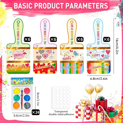 Miniatura 2 de oyeftp Tarjetas de San Valentín para niños, 24 tarjetas de San Valentín para niños con paleta de colores, tarjetas personalizadas para el día de San