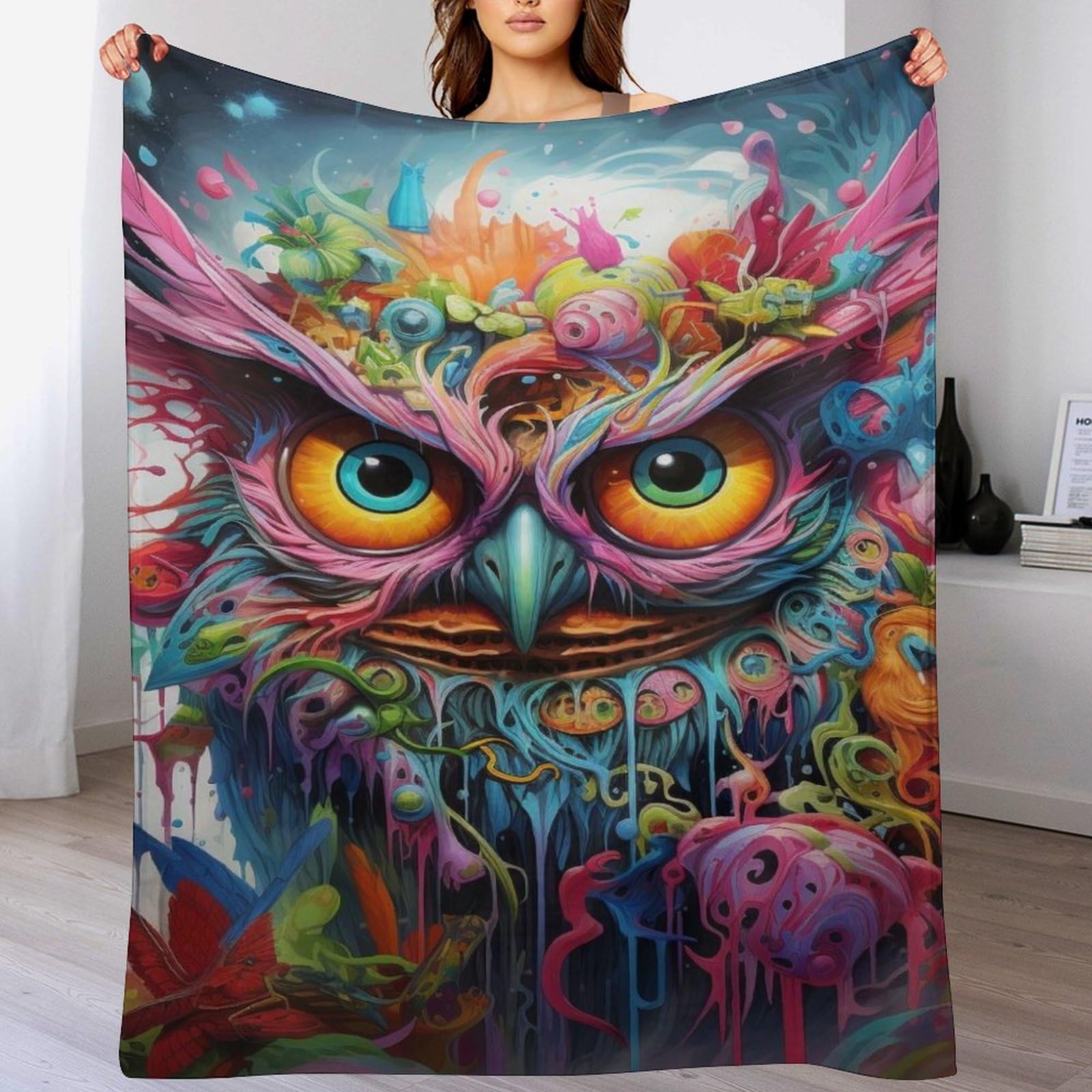 Couverture polaire hibou douce pour réchauffer vos nuits sur le lit