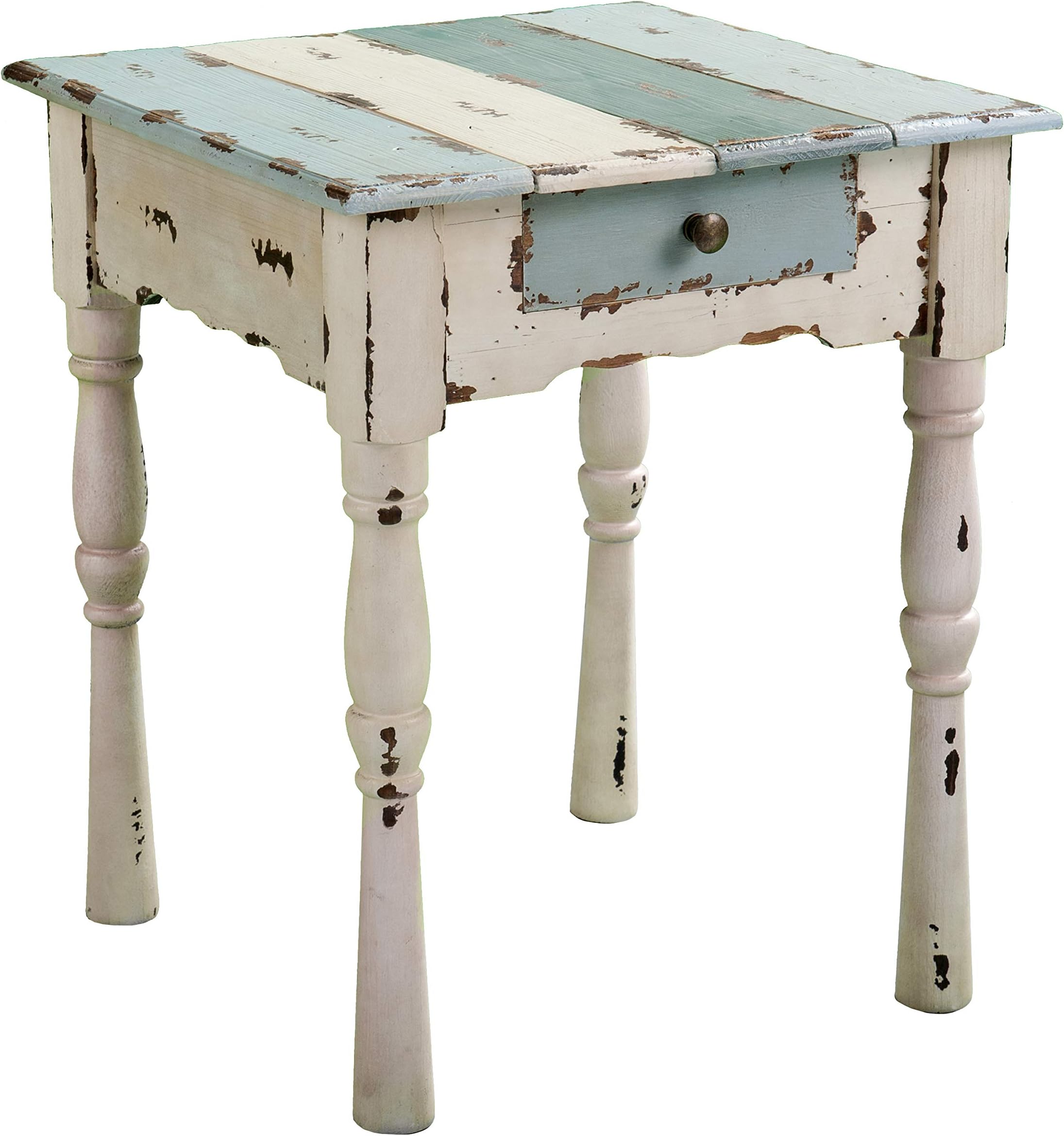 Furniture HotSpot French Country Weathered Wood Table - Solid Wooden Construction - Distressed Finish (End Table)