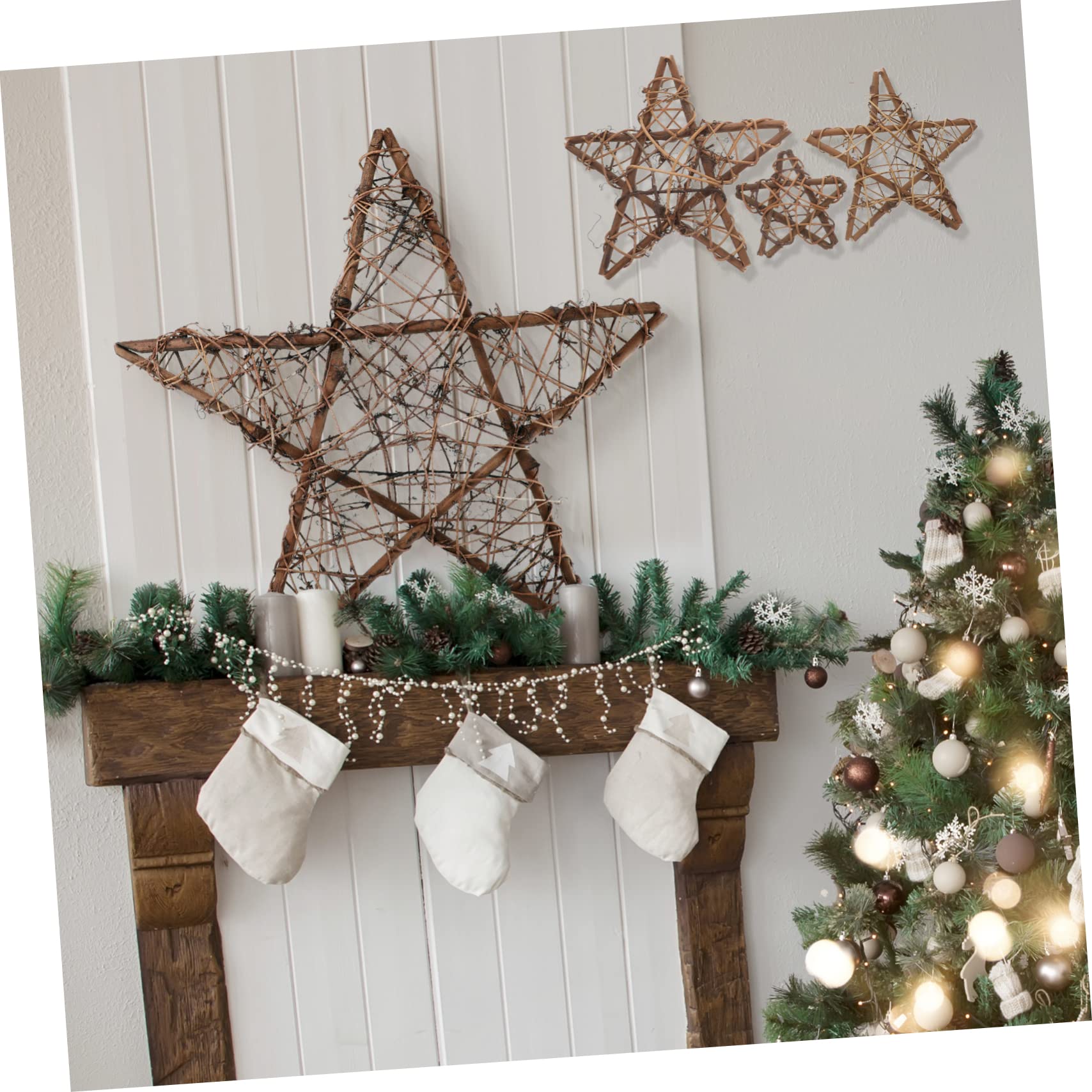 STOBAZA 12piezas Guirnalda De Ratan Estrella Aro De Ratan para Manualidades y Decoración Material Natural para Creaciones Personalizadas Fiestas y Eventos