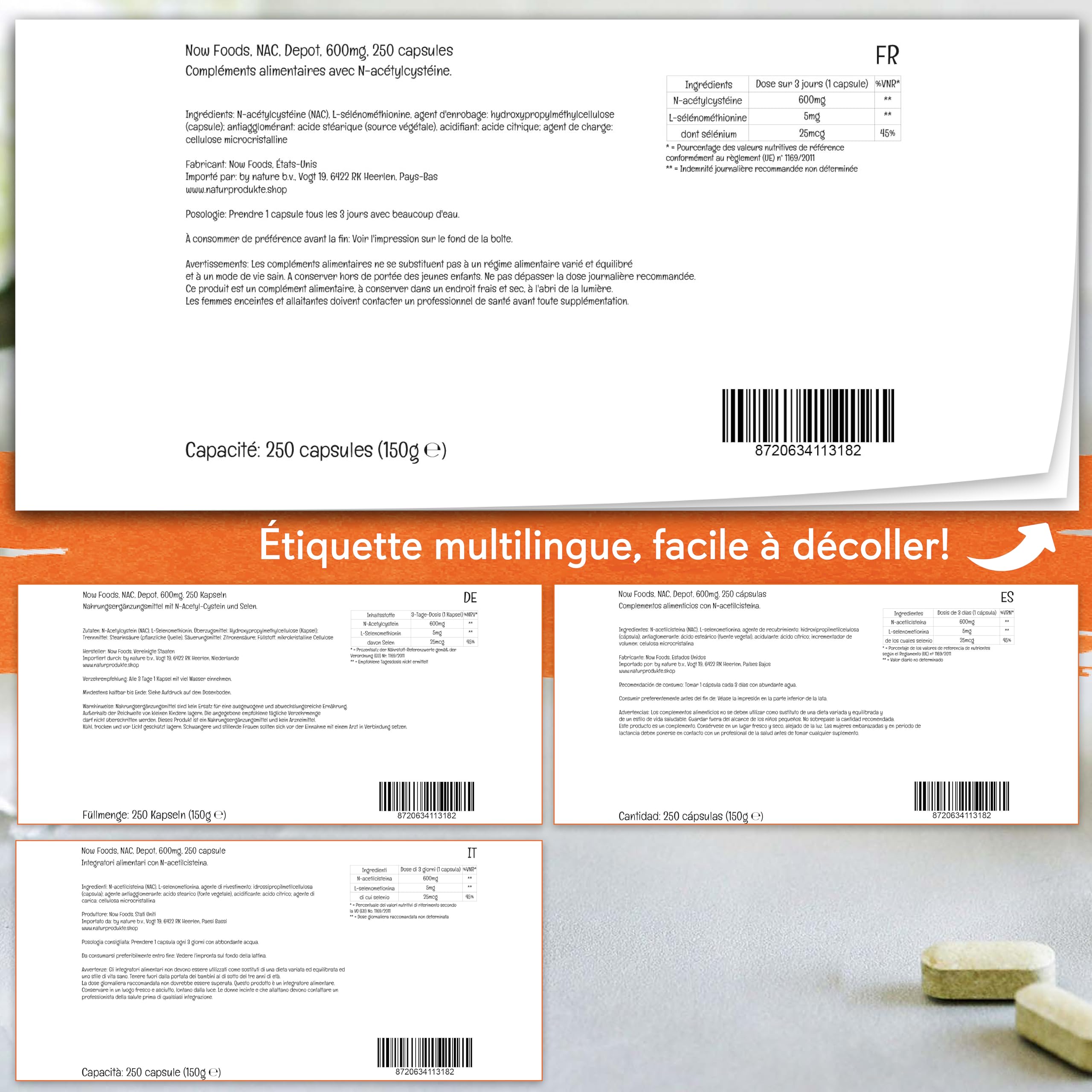 Now Foods, NAC (N-Acétyl Cystéine), 600mg Dépôt de 3 Jours, Complément Alimentaire, 250 Capsules végétaliennes, Testé en Laboratoire, Sans Soja, Sans Gluten, Sans OGM