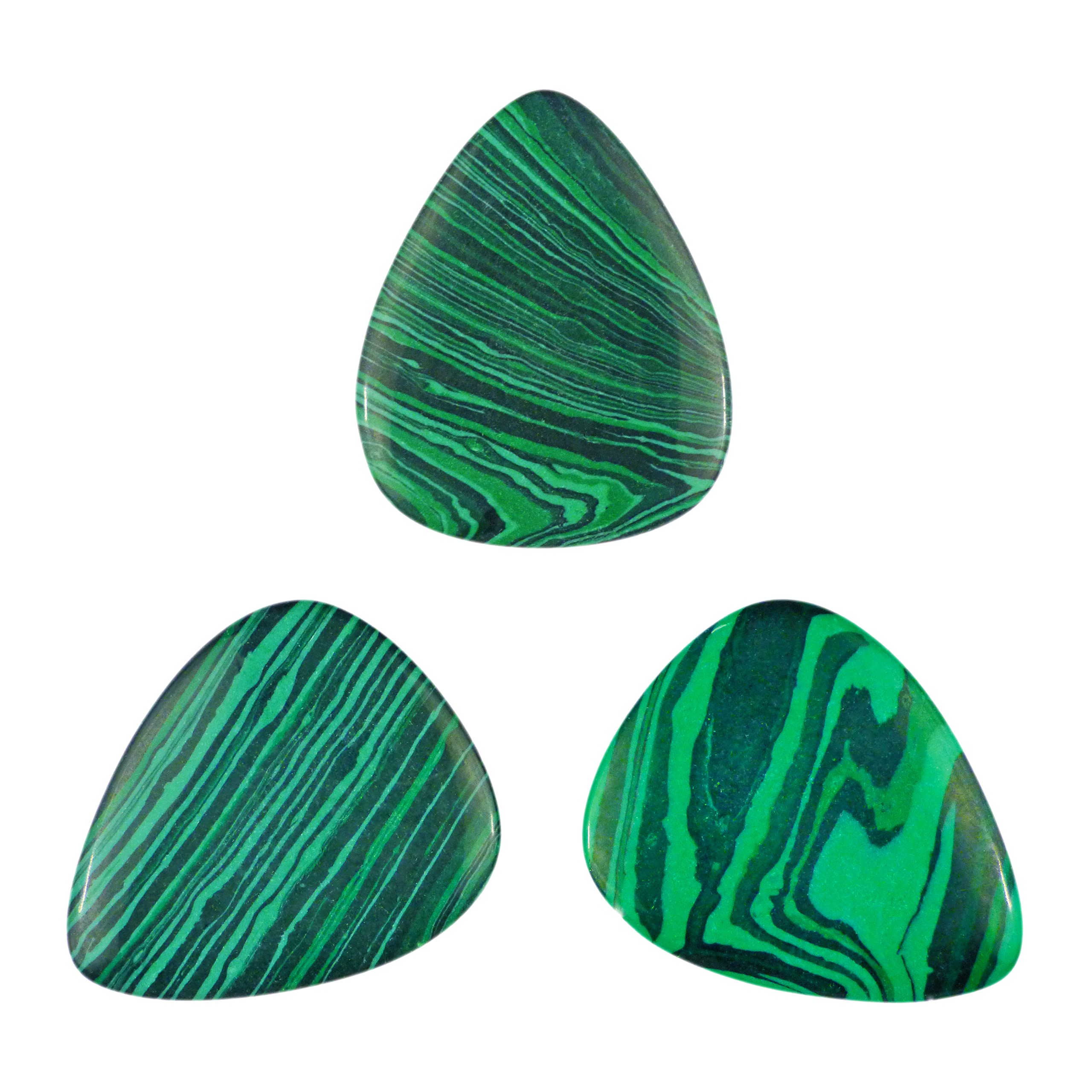Green Malachite Stone Guitar Or Bass Pick - 3.0 mm Ultra Heavy Gauge - 351 Shape - Specialty Handmade Exotic Plectrum - 1 Pack