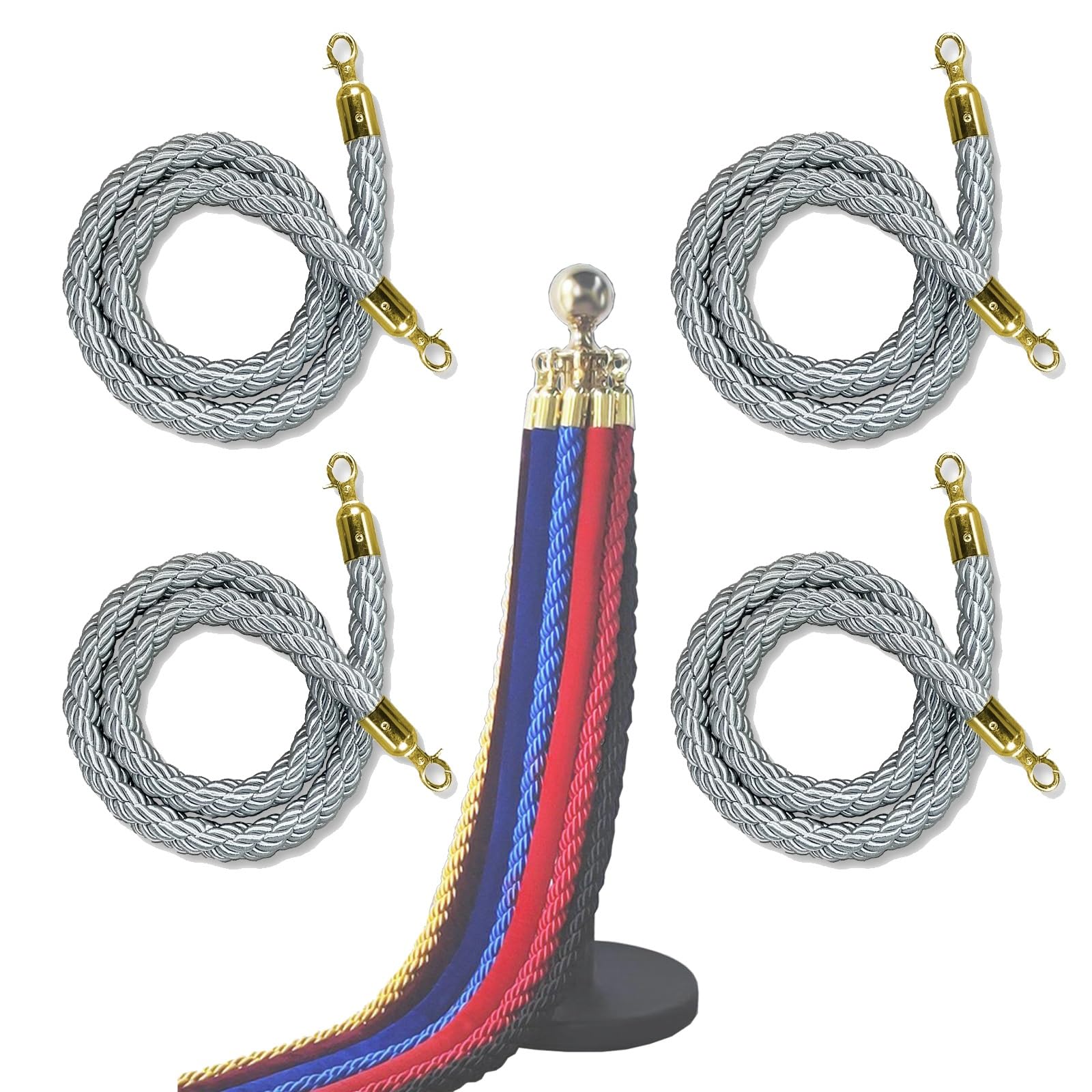 WQPMNYG Crowd Control Ropes with Gold Hooks for Ceremony and Business Entrances