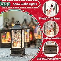 Vista 3 de Linterna de Globo de Nieve Navideño de 10" con Muñeco de Nieve de Granja, Globos de Nieve Giratorios Brillantes Iluminados con Música
