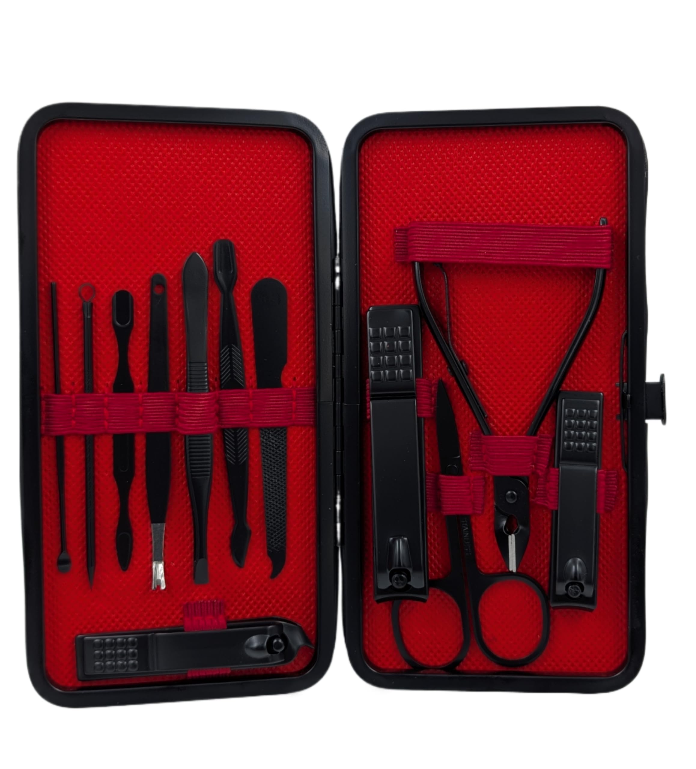Nail Clipper Set, Manicure, Pedicure Kit Professional or Home Stainless Steel Grooming Set (12 in 1) - Black with Leather Case-image-16