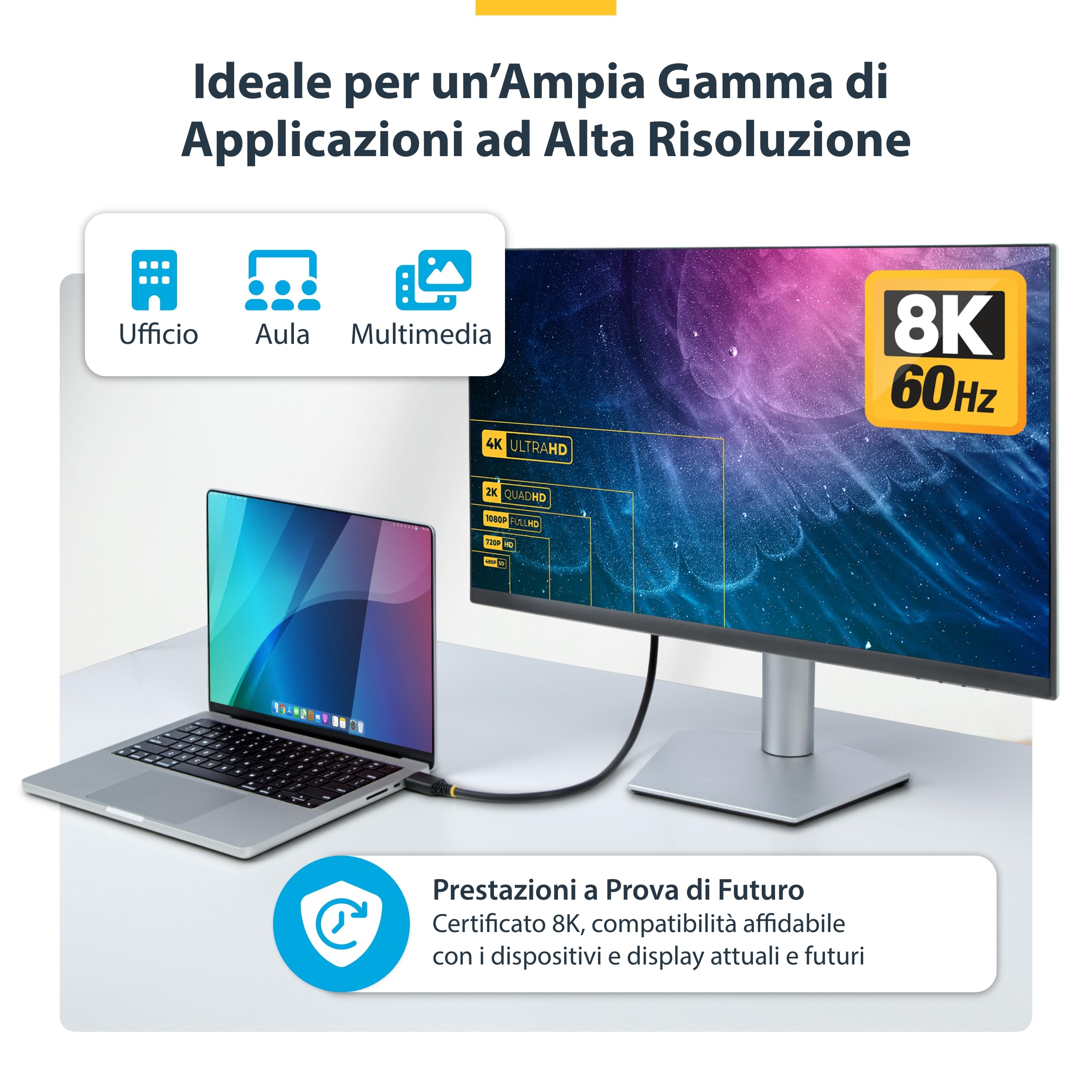 StarTech Cavo HDMI 2.1 Ultra High Speed 4m, 8K 60Hz, HDR10+, 48Gbps | Ideale per TV 8K, console e home theater