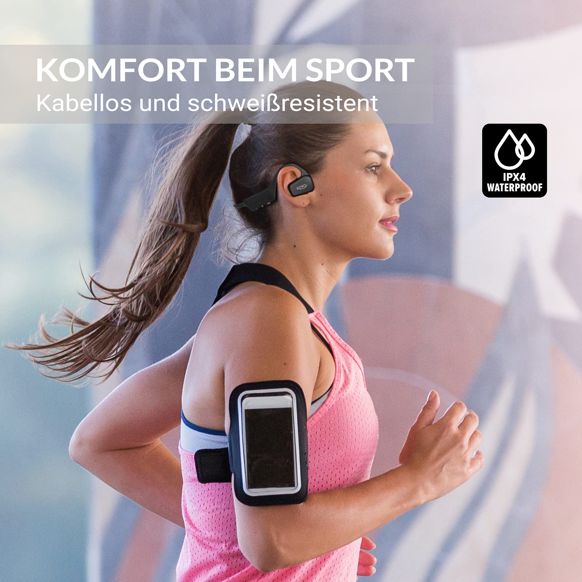 Xoro KHB 35 Écouteurs Intra-Auriculaires révolutionnaires Ouverts avec Batterie pour 8 Heures d'écoute de Musique, Mains Libres, Bluetooth, idéal pour Les activités de Plein air, Les éclaboussures et